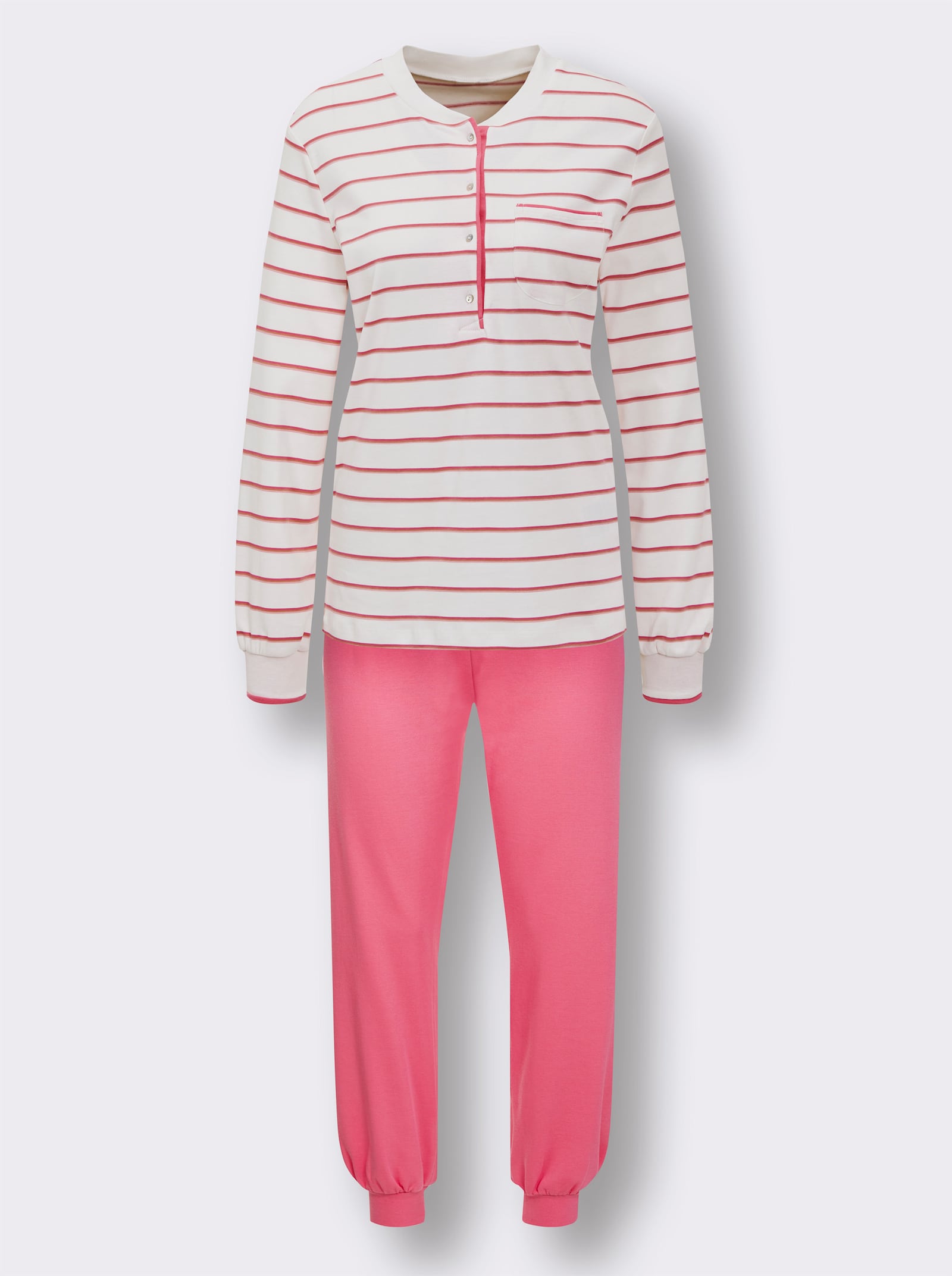 Ringella Schlafanzug mit elastischen Bündchen - koralle-geringelt