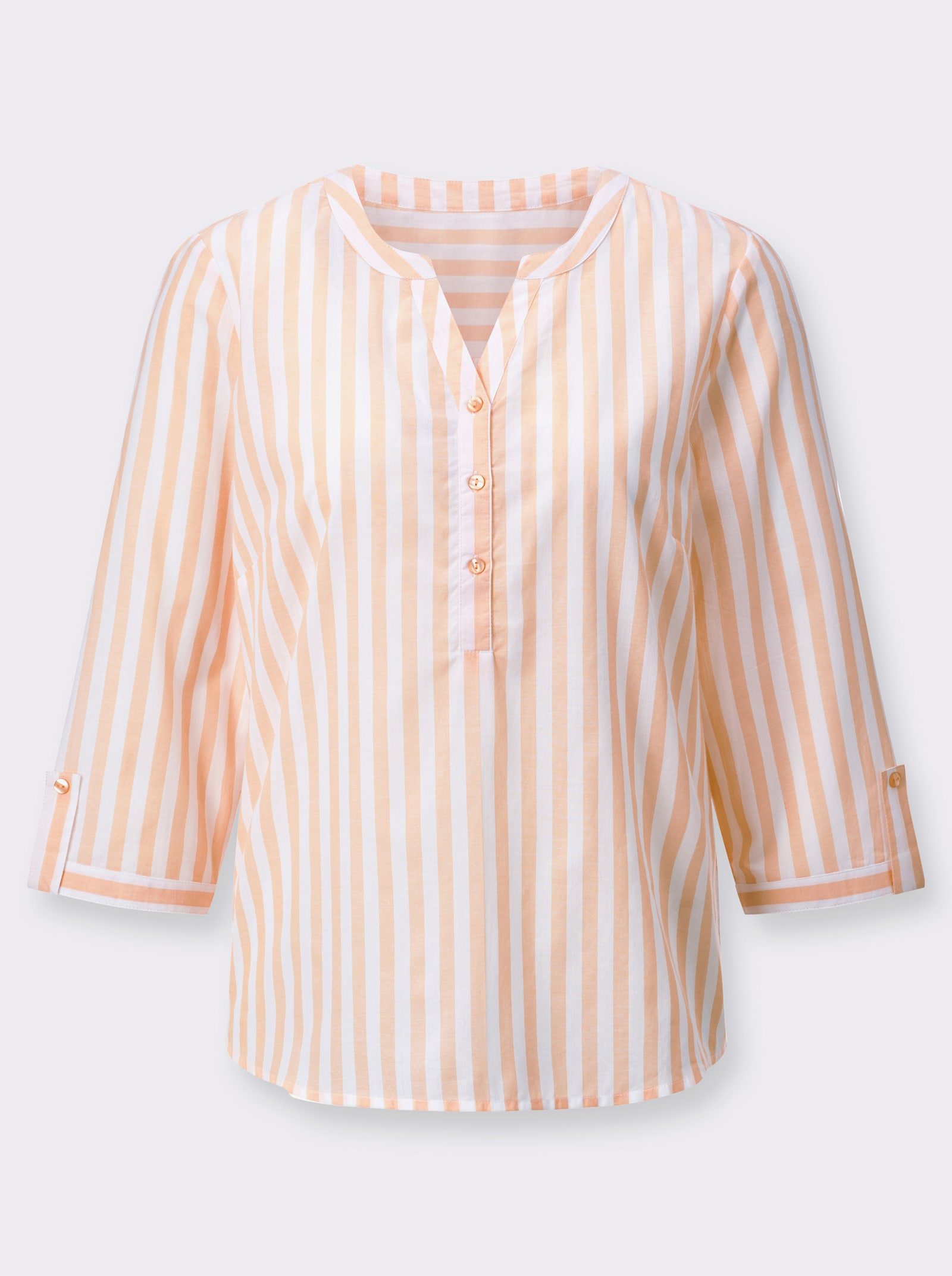 Gestreifte Bluse mit Faltenpartie im Rücken - apricot-weiß-gestreift