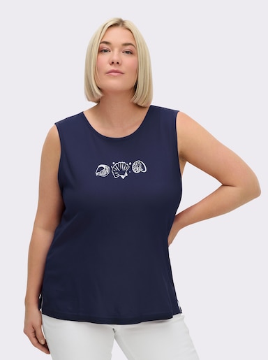 Shirttop mit Seitenschlitzen - marine