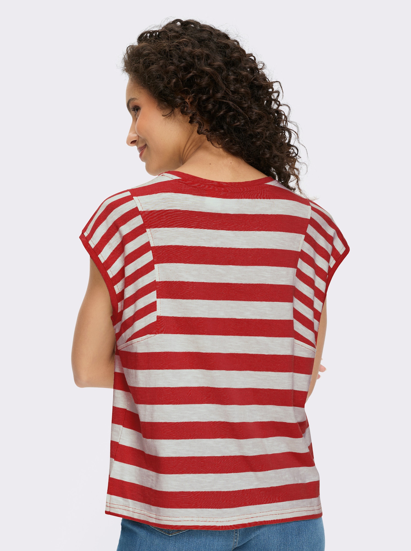 heine Streifenshirt aus Flammgarn - rot-weiß-gestreift