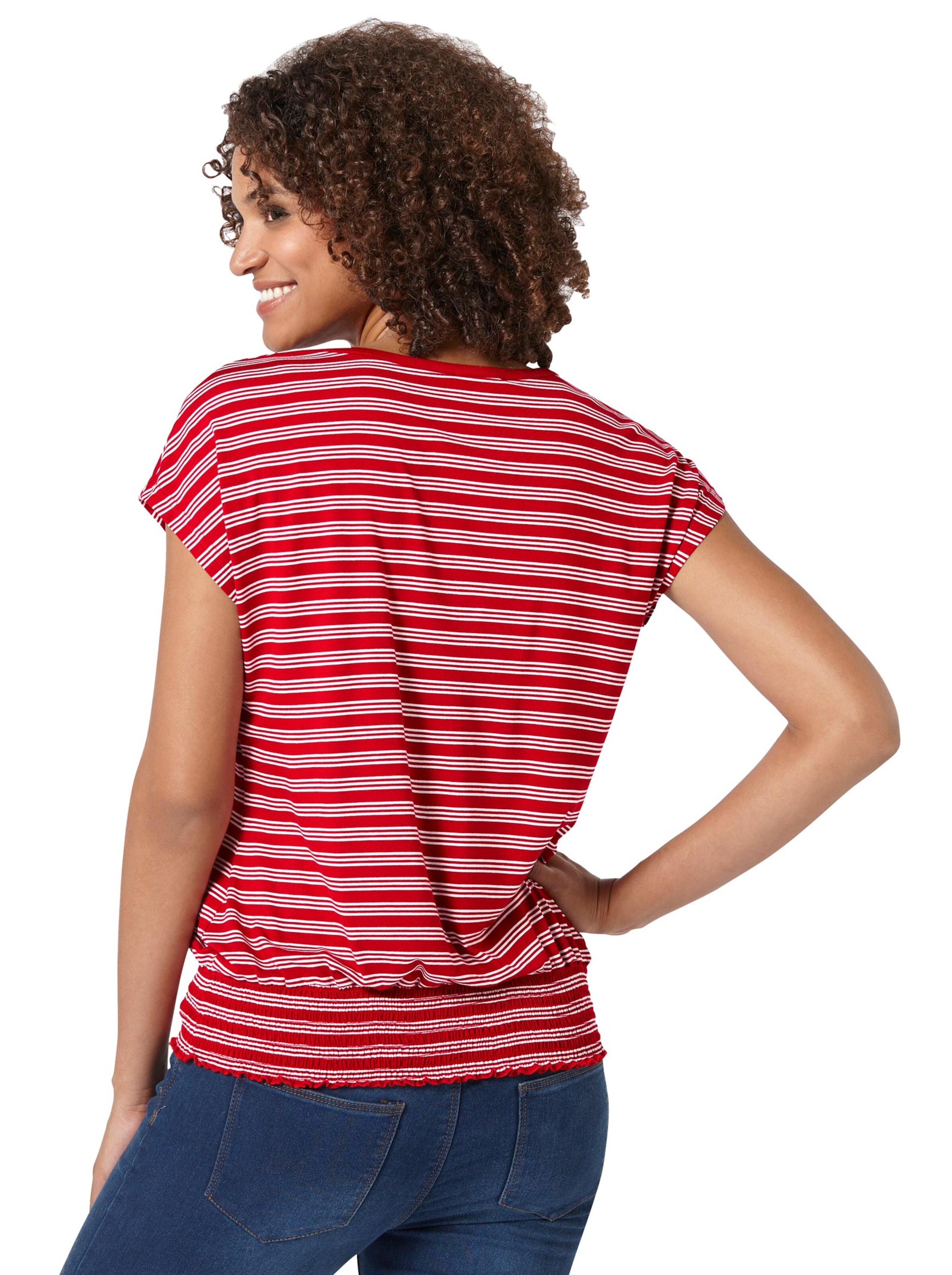 Collection L Shirt - rot-ecru-gestreift