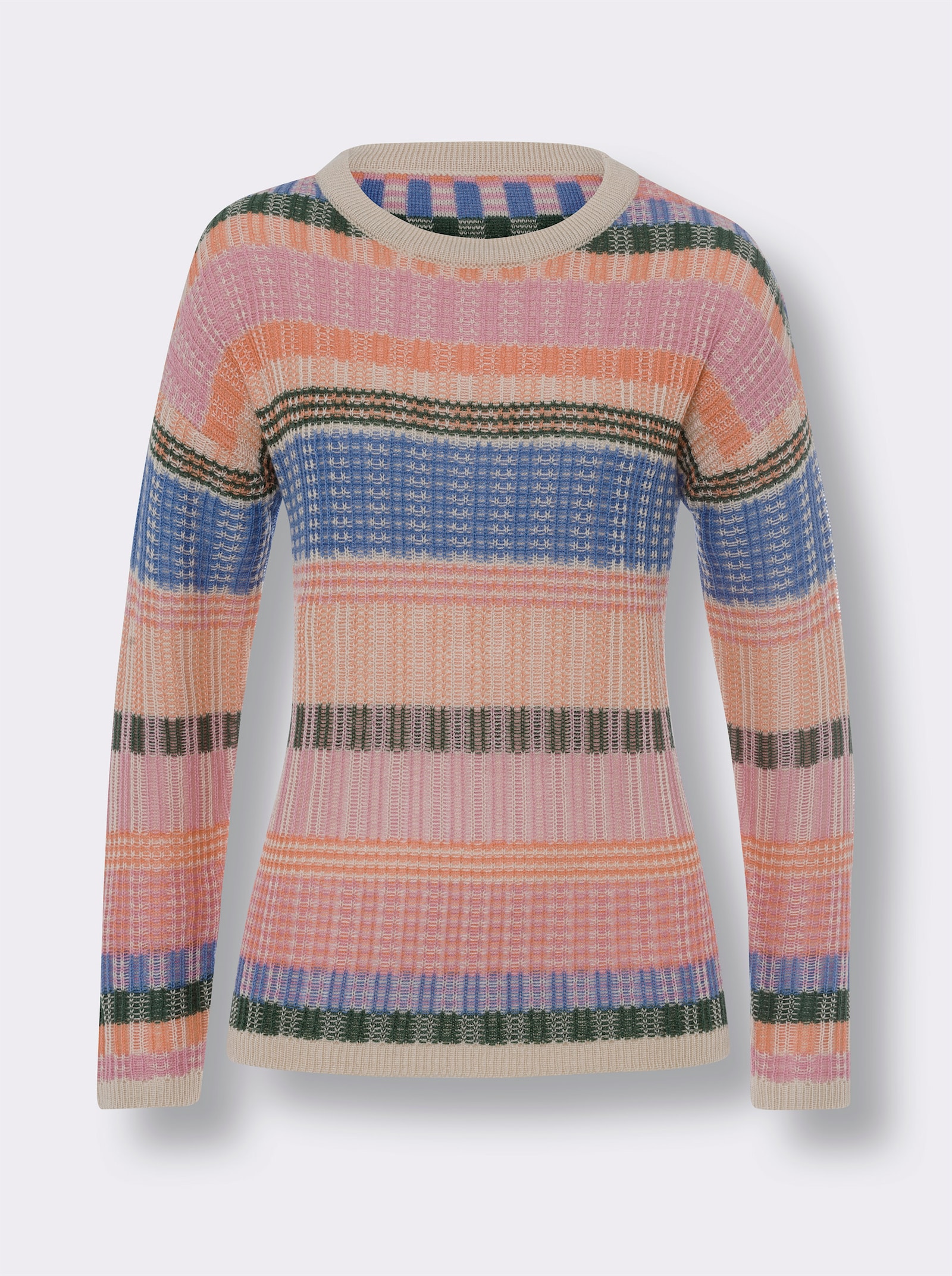 Pullover met lange mouwen en jacquardstructuur - papaja/oudroze gedessineerd