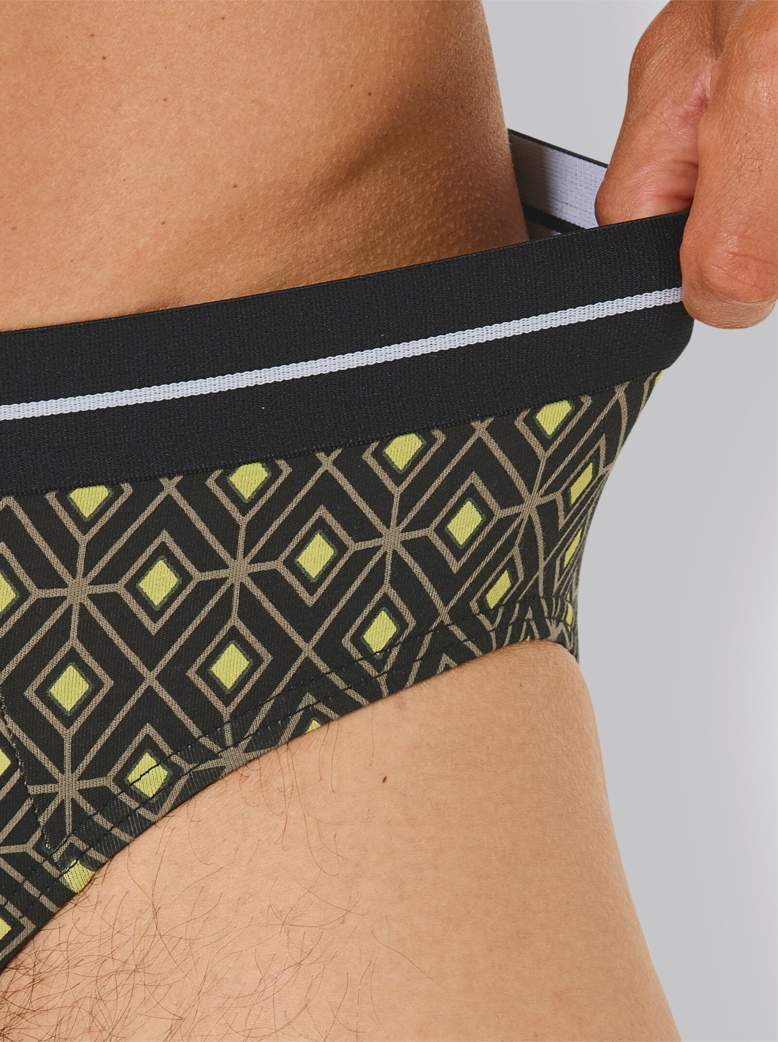 wäschepur men Slip - schwarz-khaki-bedruckt + schwarz + khaki
