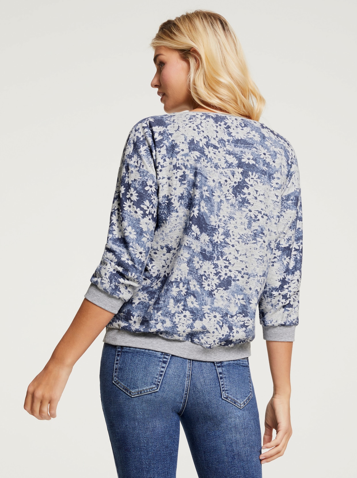 heine Shirt met 3/4-mouw - blauw/grijs
