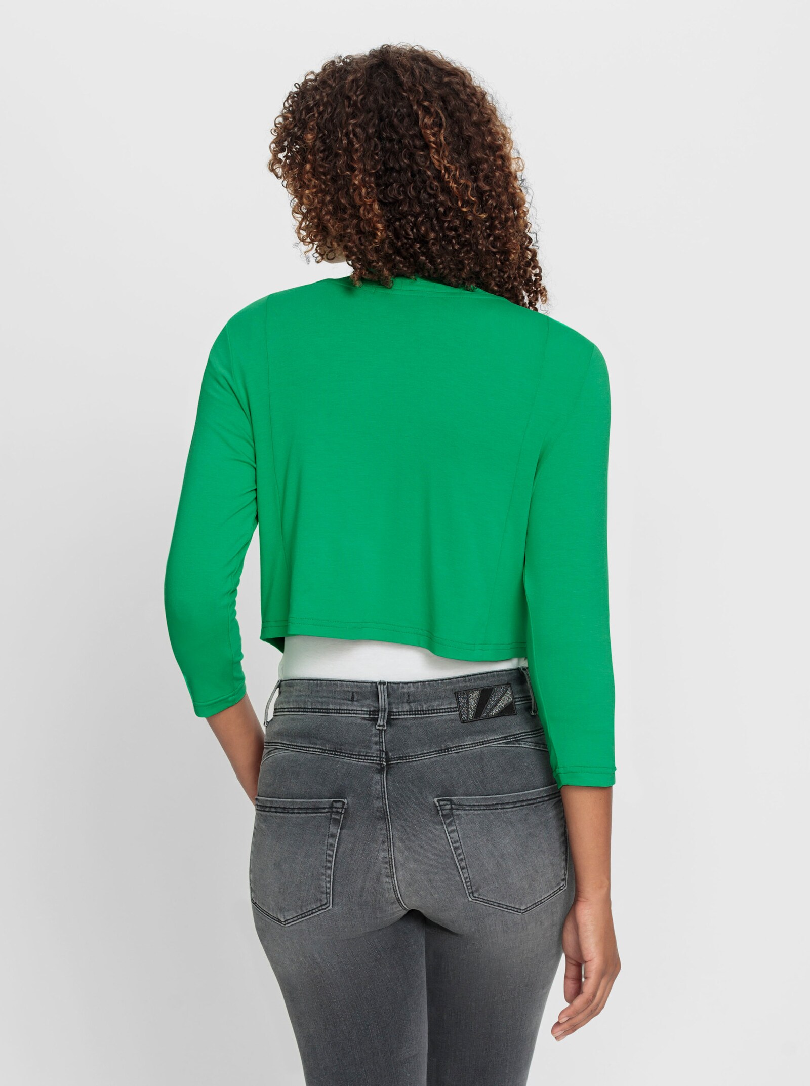 Shirtjacke in Bolero-Form - grasgrün