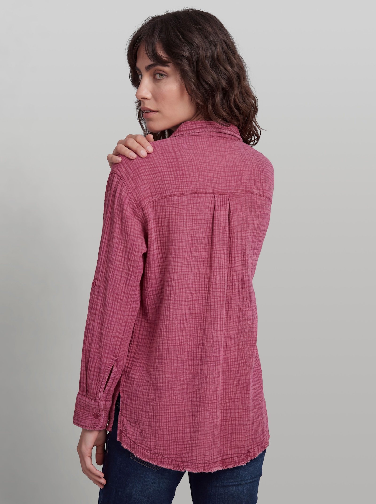 heine Baumwollbluse aus Musselin - fuchsia