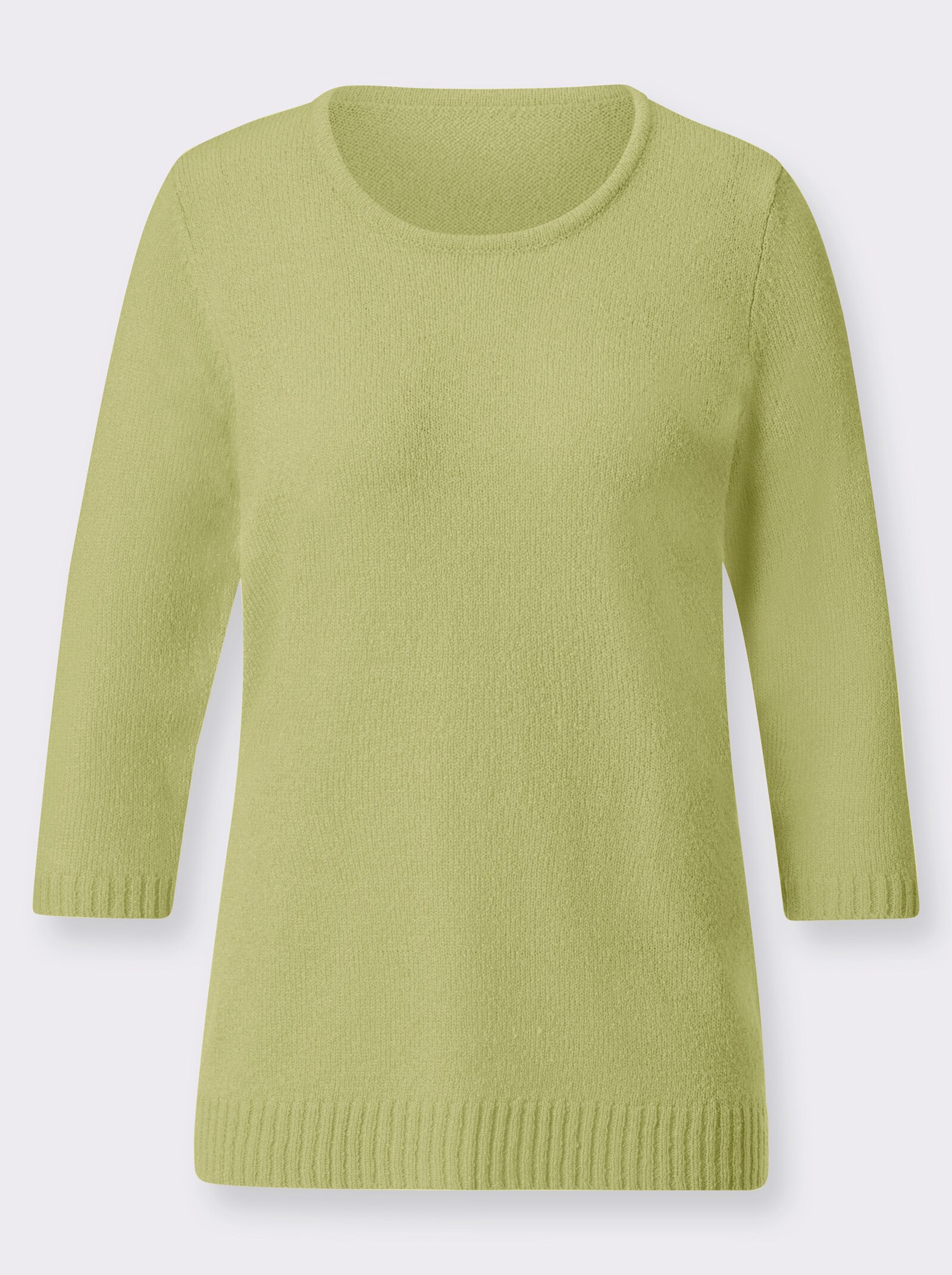 Bouclé-Pullover mit 3/4-Ärmeln - lindgrün