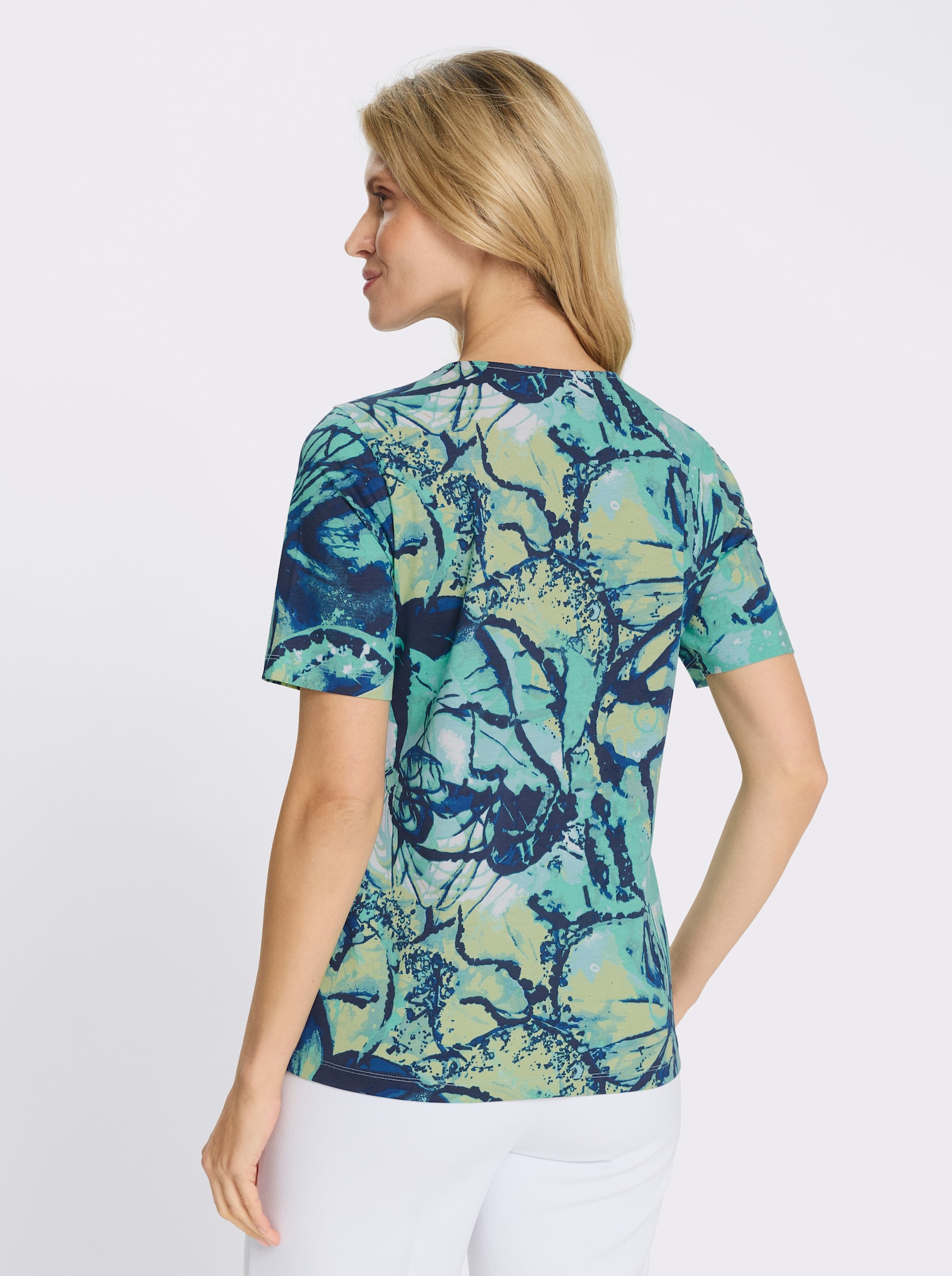 Shirt met korte mouwen van puur katoen - oceaan/marine bedrukt