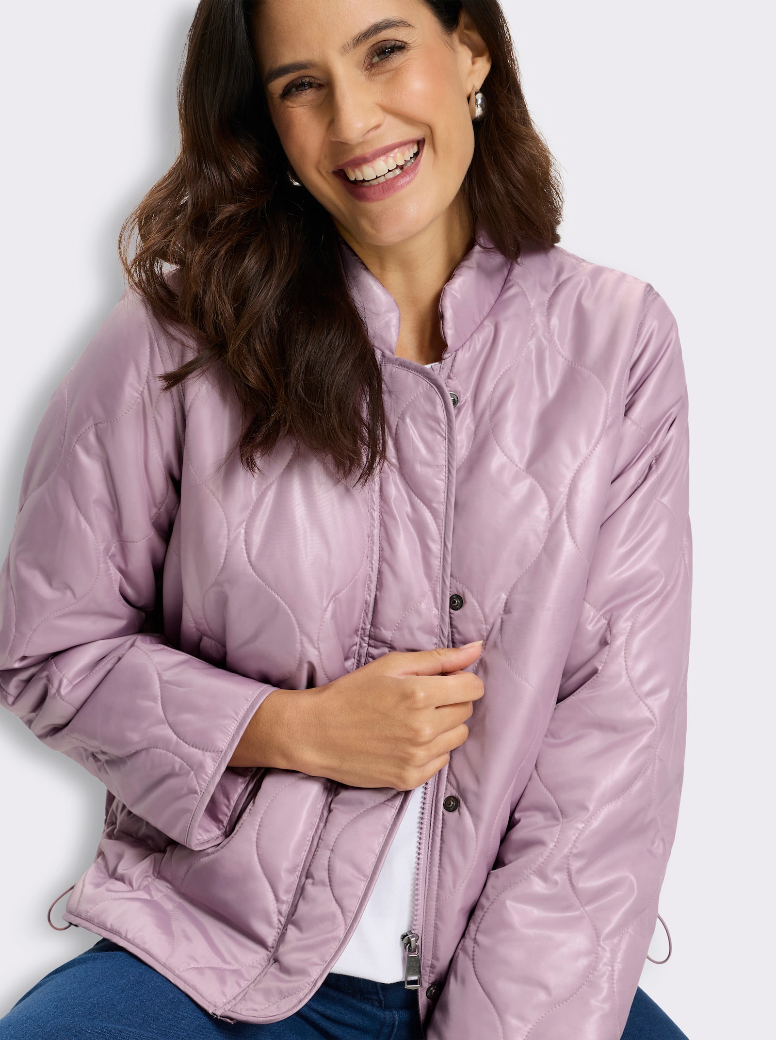 Steppjacke mit Ziernähten - mauve