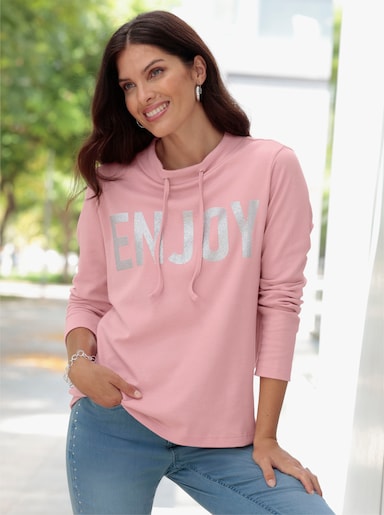 Sweatshirt mit platziertem Glitzer-Druck - rosenquarz