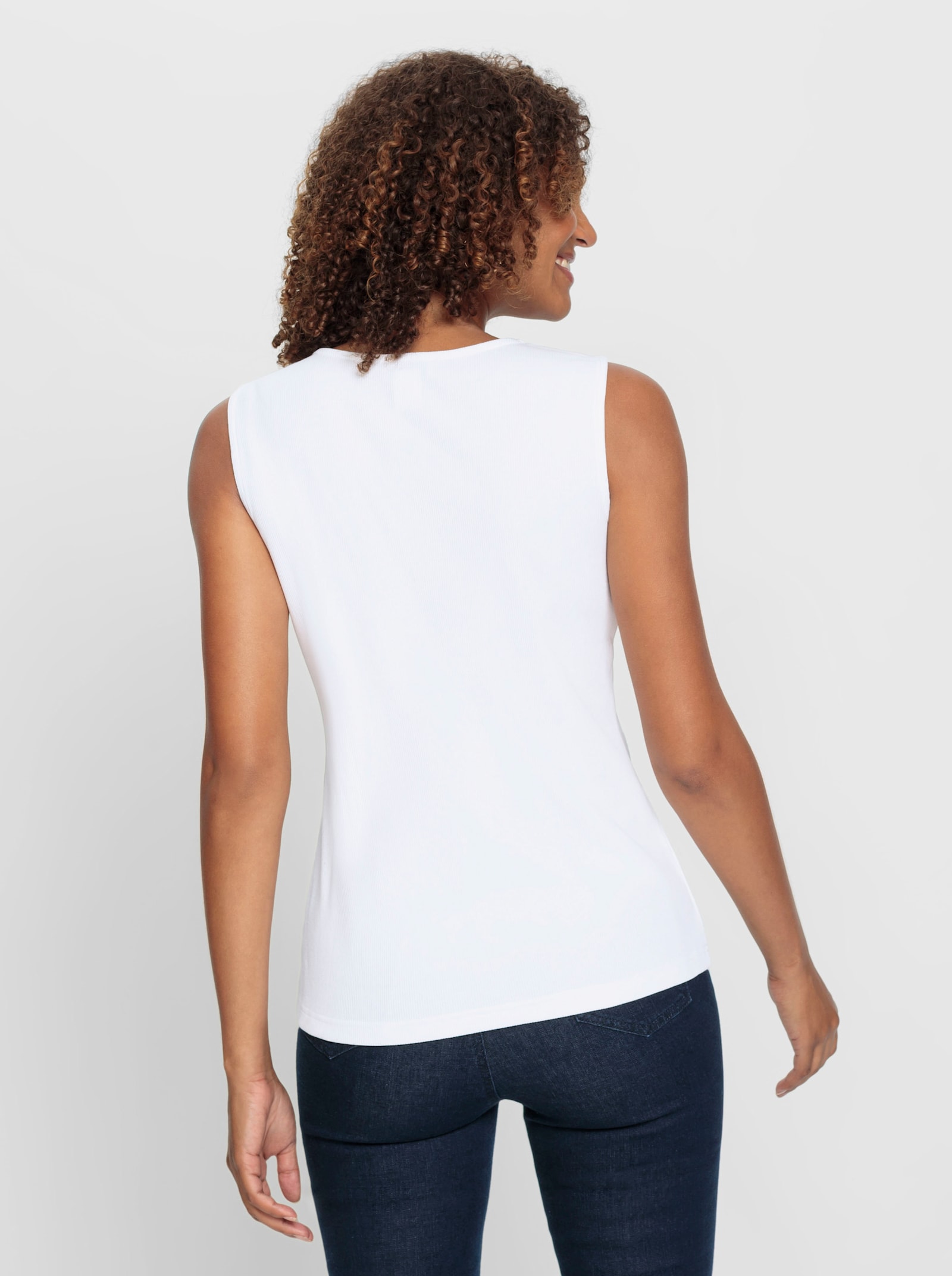Shirttop in Ripp-Optik - weiß