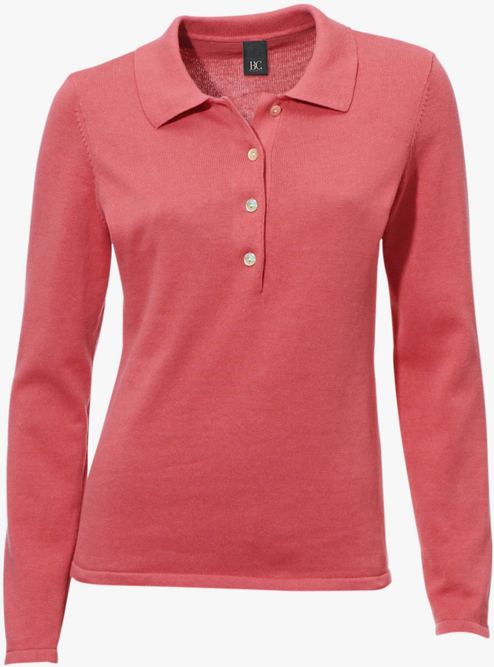 heine Polopullover met knoopsluiting - koraal