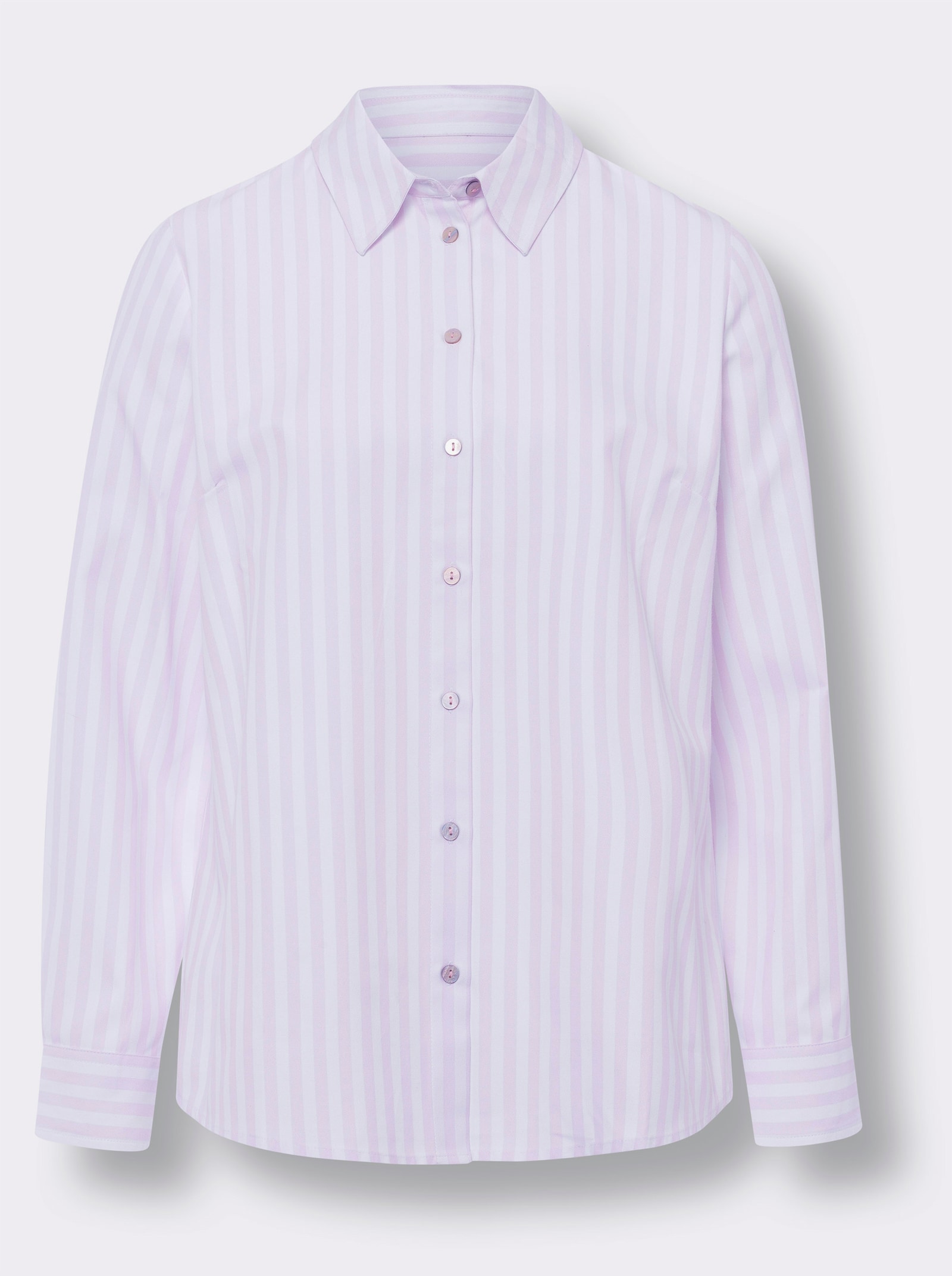 heine Klassische Bluse mit Kellerfalte im Rücken - rosé-weiß-gestreift