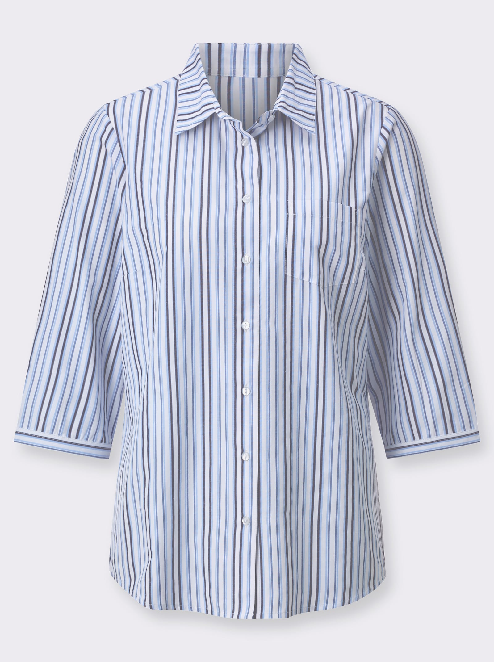 Gestreifte Bluse mit 3/4-Ärmeln - mittelblau-eisblau-gestreift