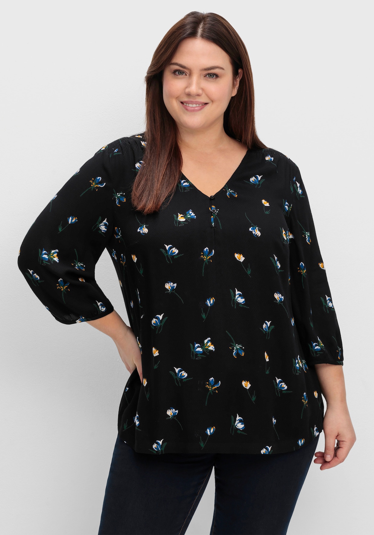 sheego Tuniek - zwart gedessineerd