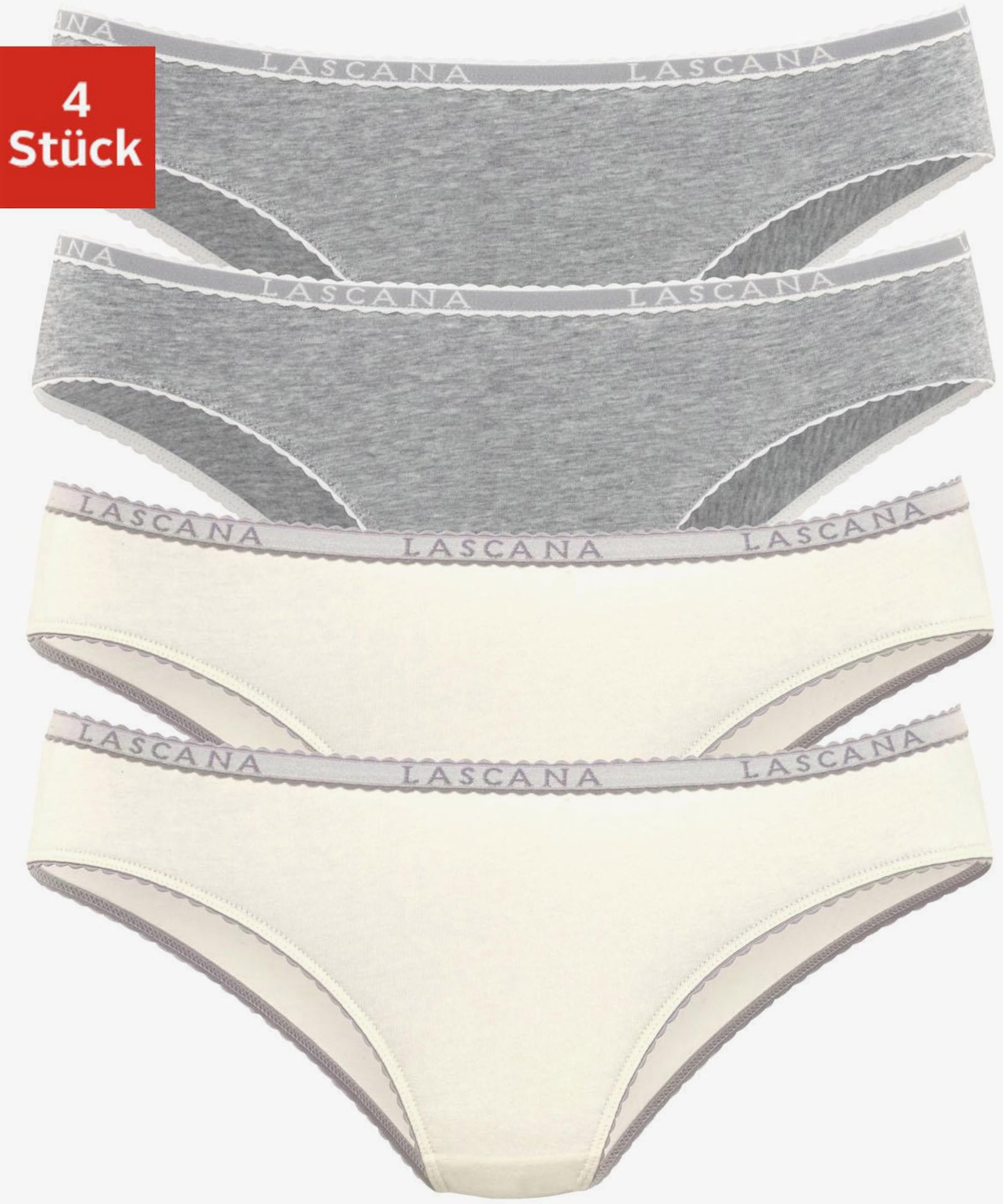 LASCANA Slip - grijs gemêleerd/crème