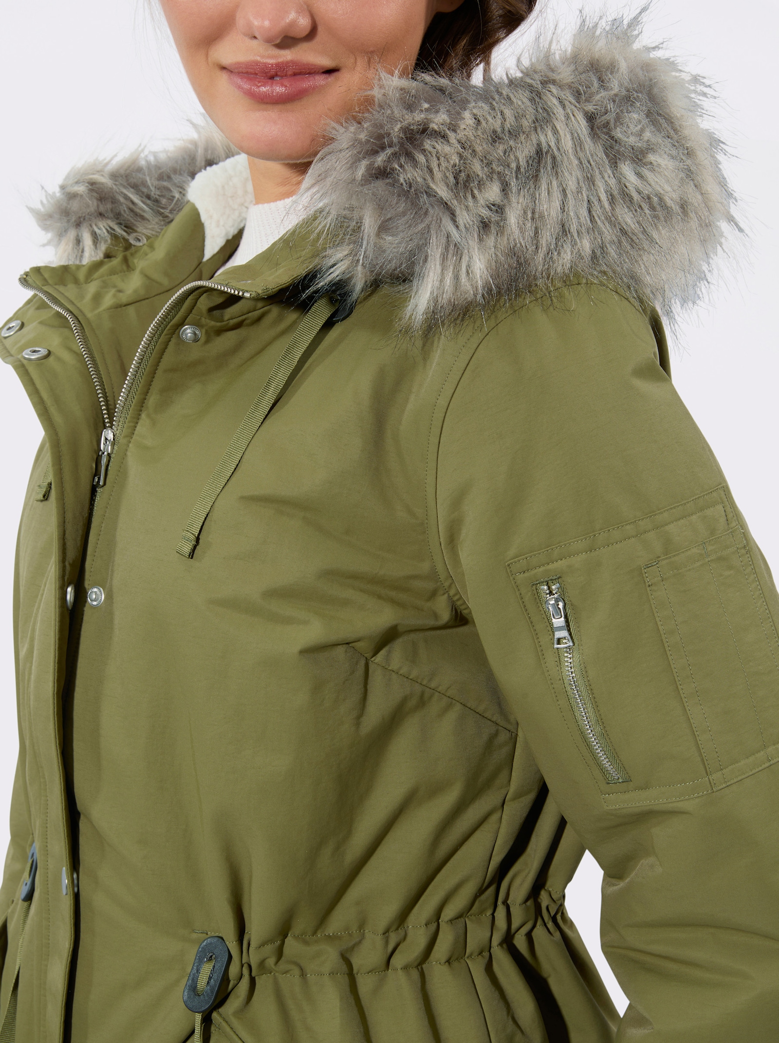 Parka mit Teddyfutter - oliv
