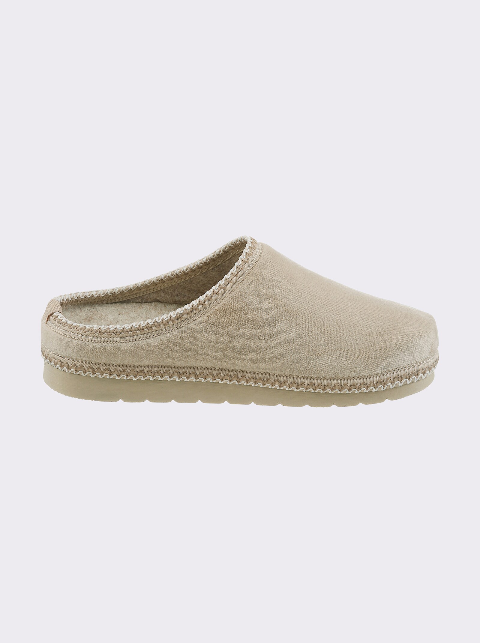 Pantoffel mit Bordüre - beige