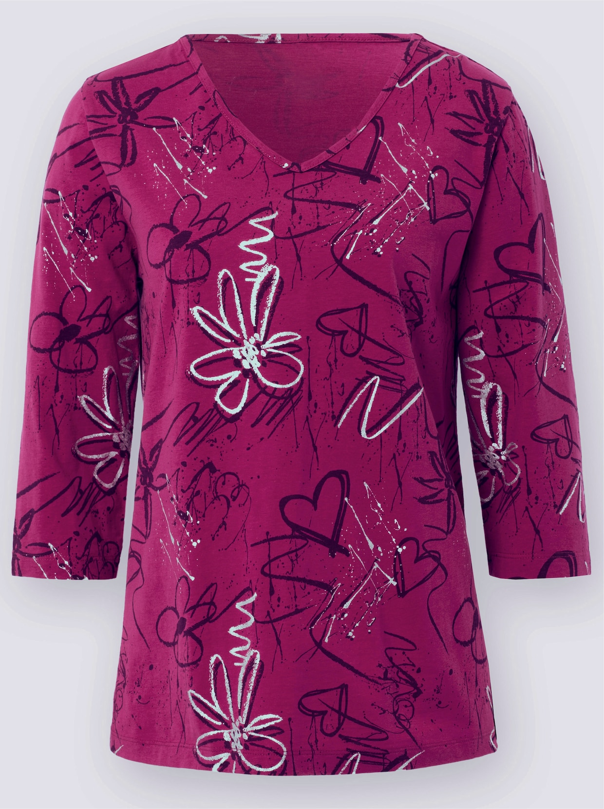 Shirt met 3/4-mouw - fuchsia