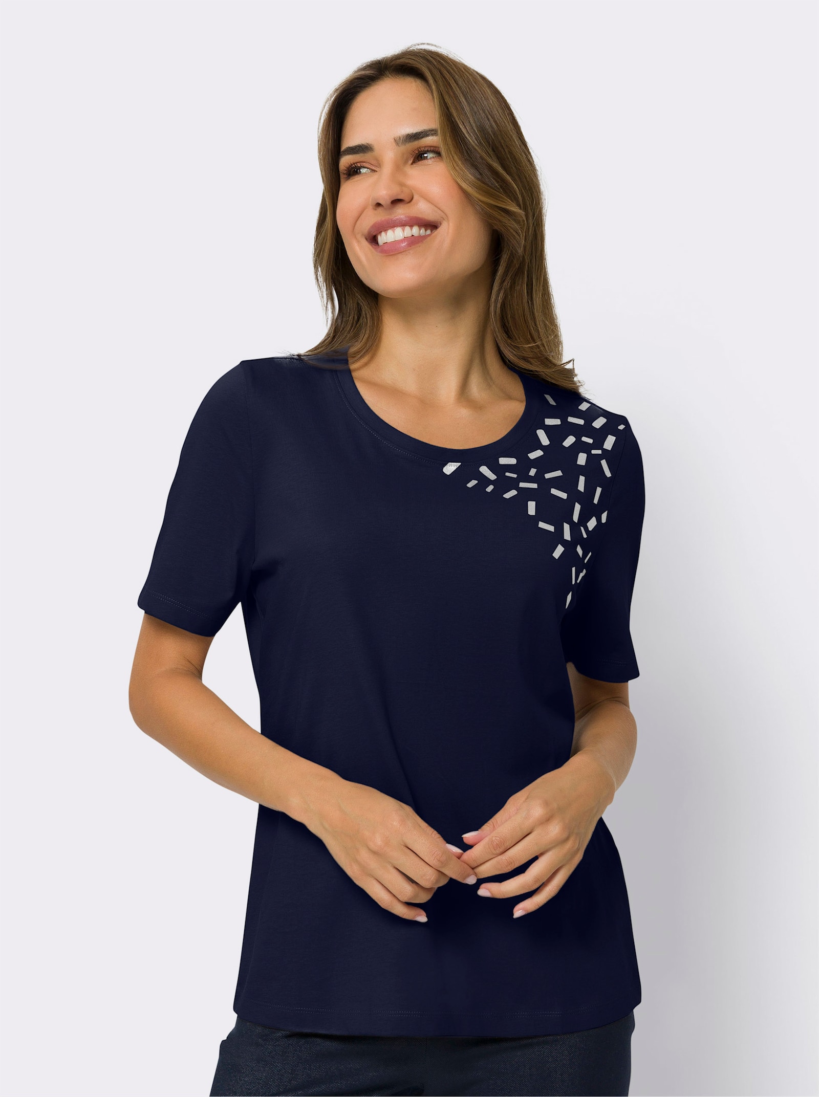 Tričko pro volný čas s lesklým potiskem - námořnická modrá