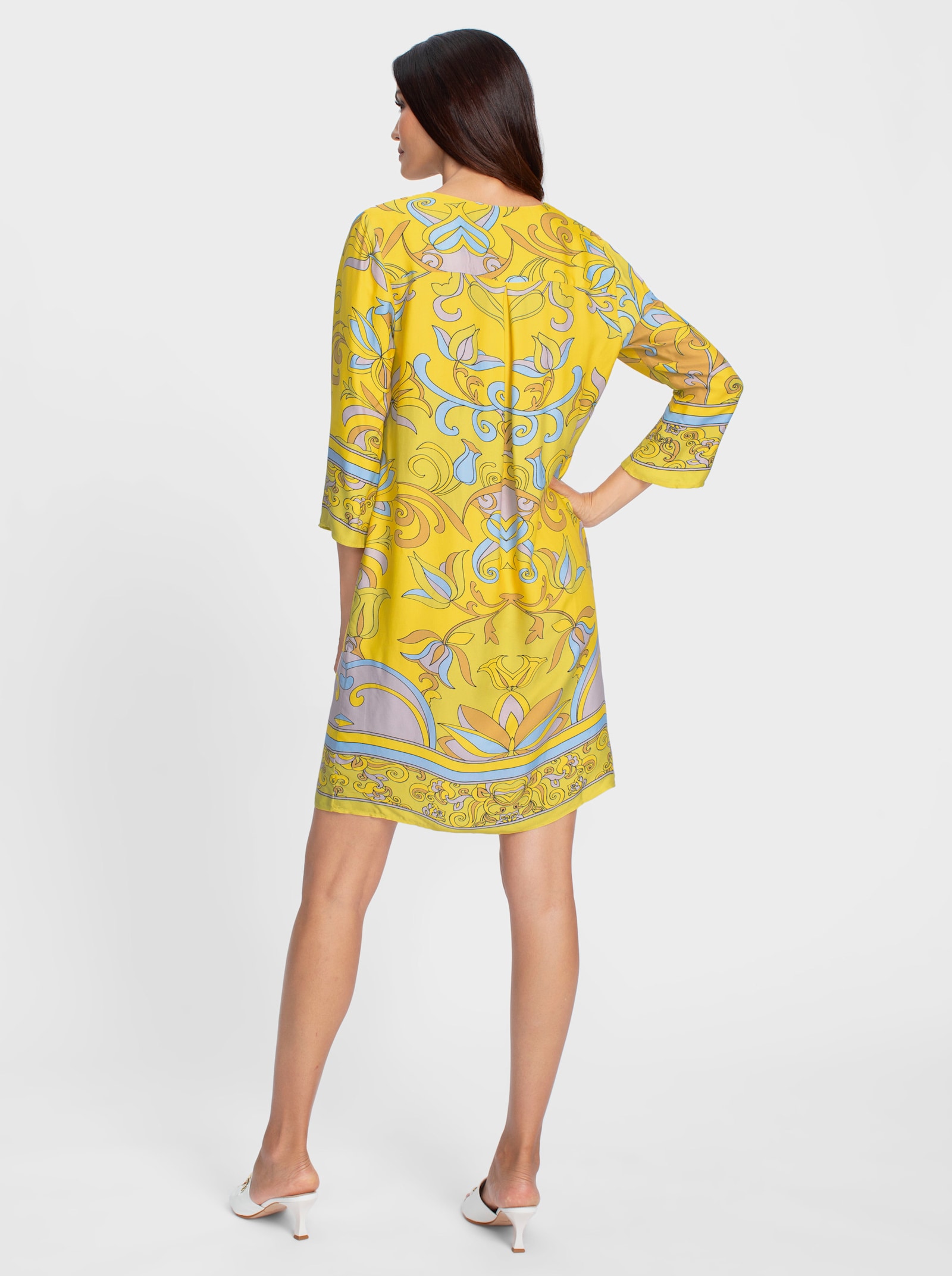 heine Druckkleid aus Viskose-Satin - sonnengelb-limone-bedruckt