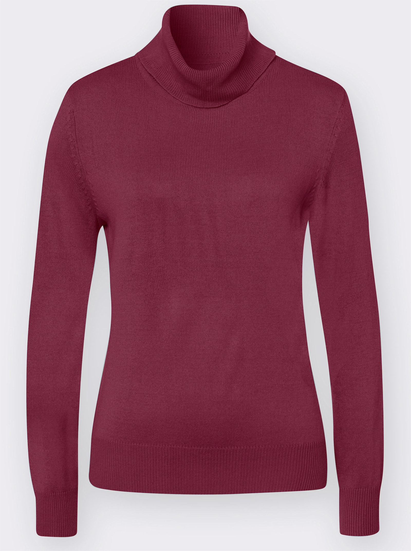  Rollkragenpullover mit Ripp-Bündchen - bordeaux