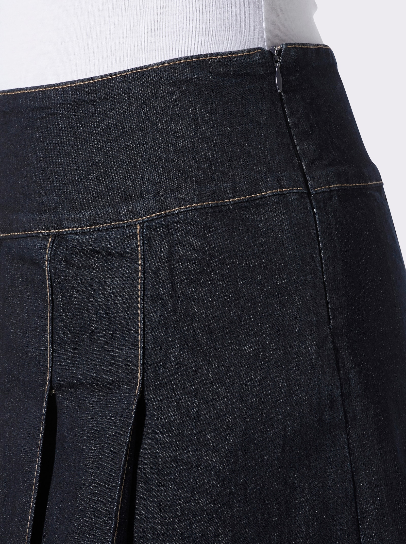 Džínová sukně dílového střihu - tmavěmodrá