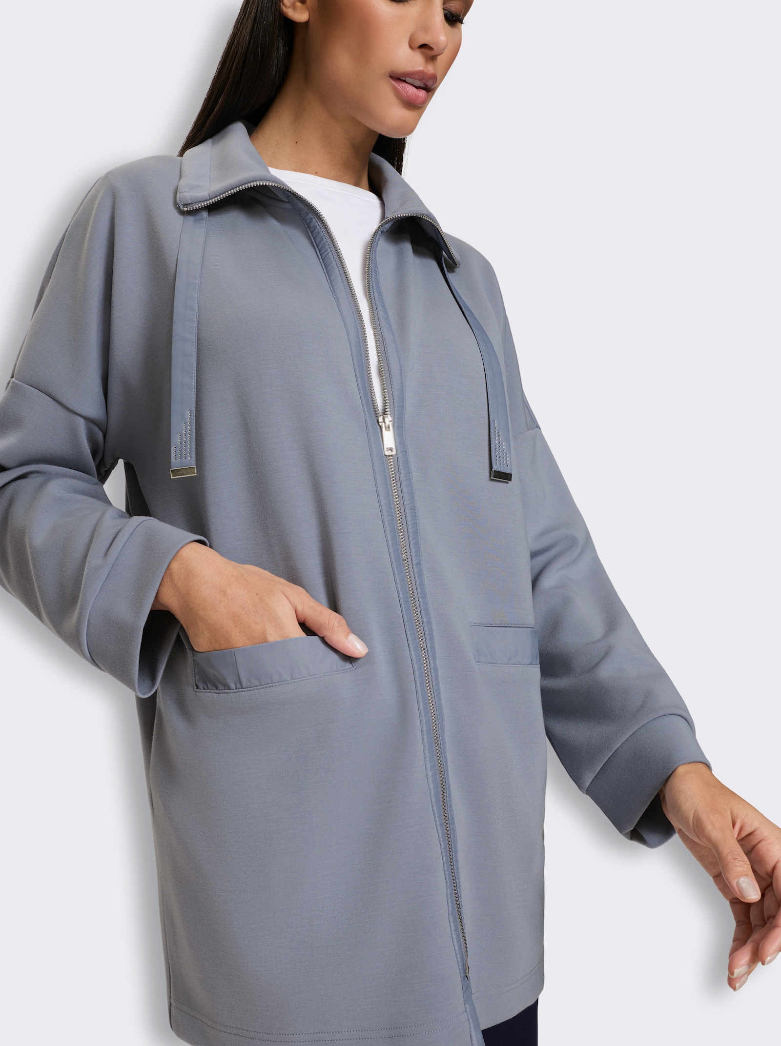 heine Shirtjacke mit Stehkragen - taubenblau