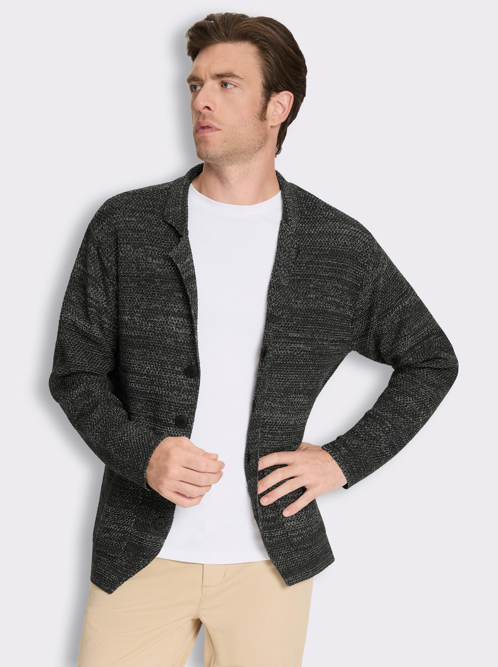 Marco Donati Strickjacke in Melange-Optik - grau-gemustert