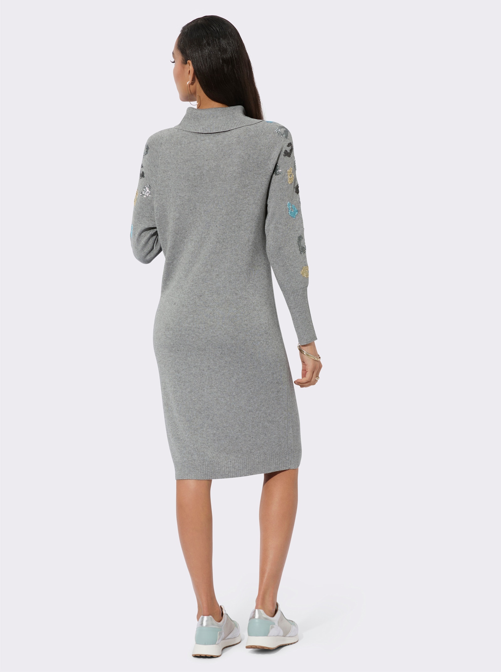 Strickkleid - steingrau-meliert