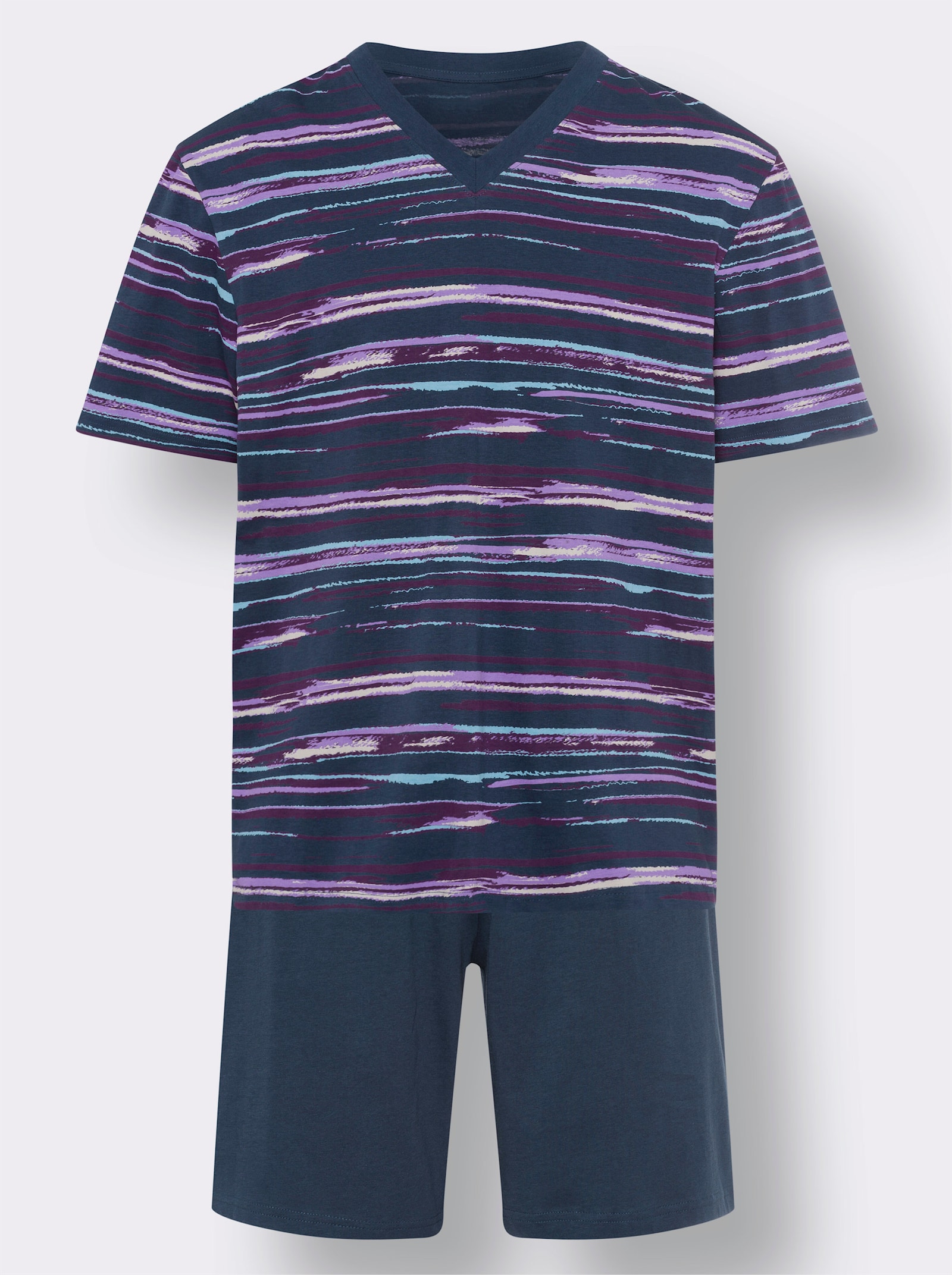 Shortama van single-jersey - donkerblauw/druif