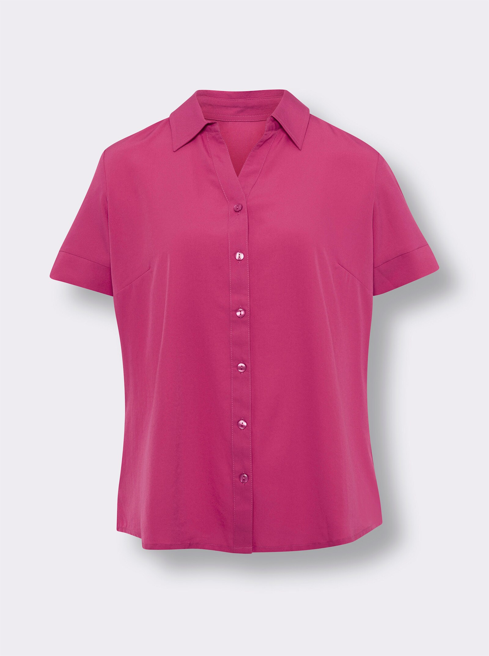 Overhemdblouse met afgeronde zoom - fuchsia