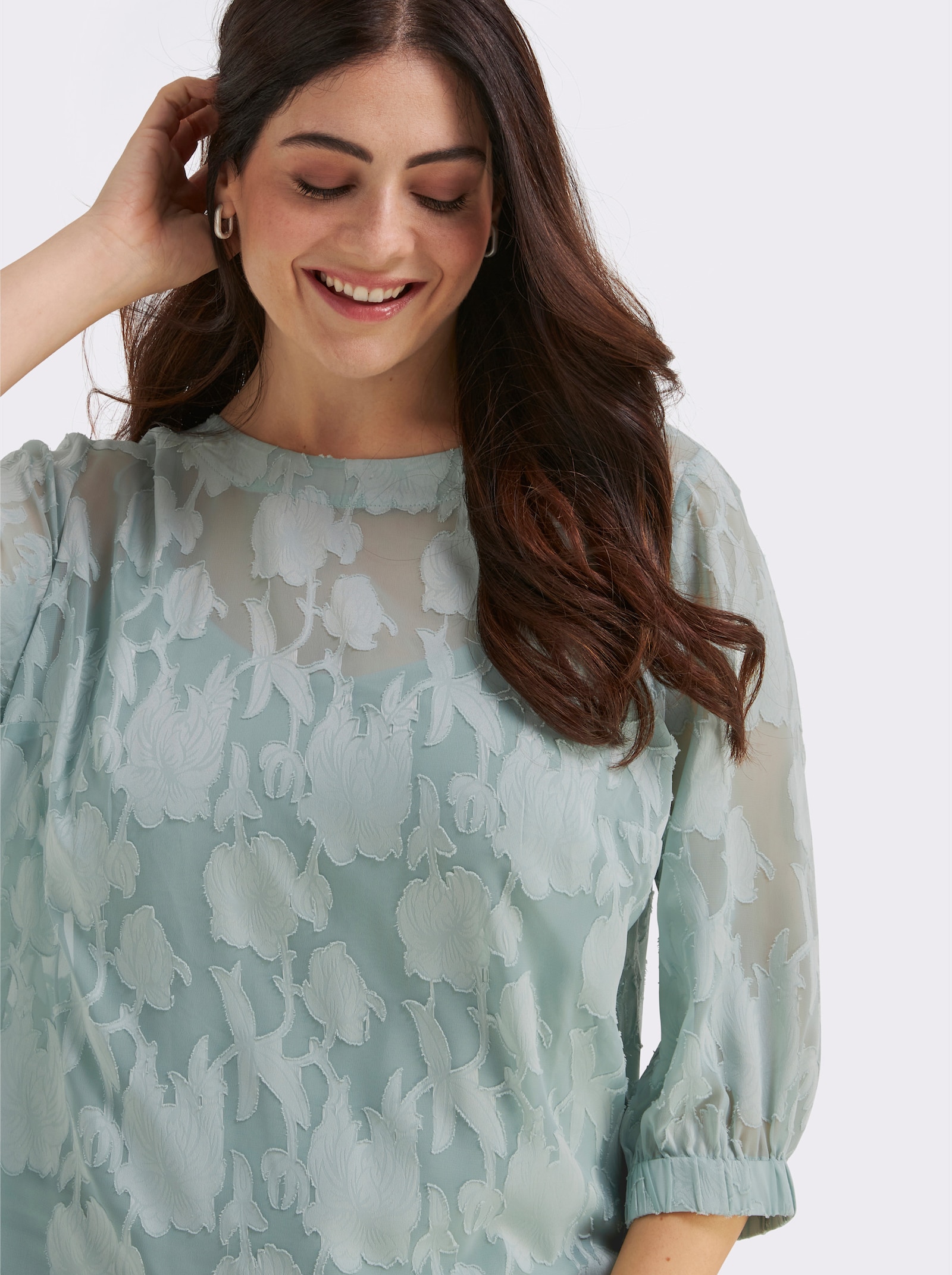 sheego Tunika mit Ausbrenner-Effekt - kalkmint