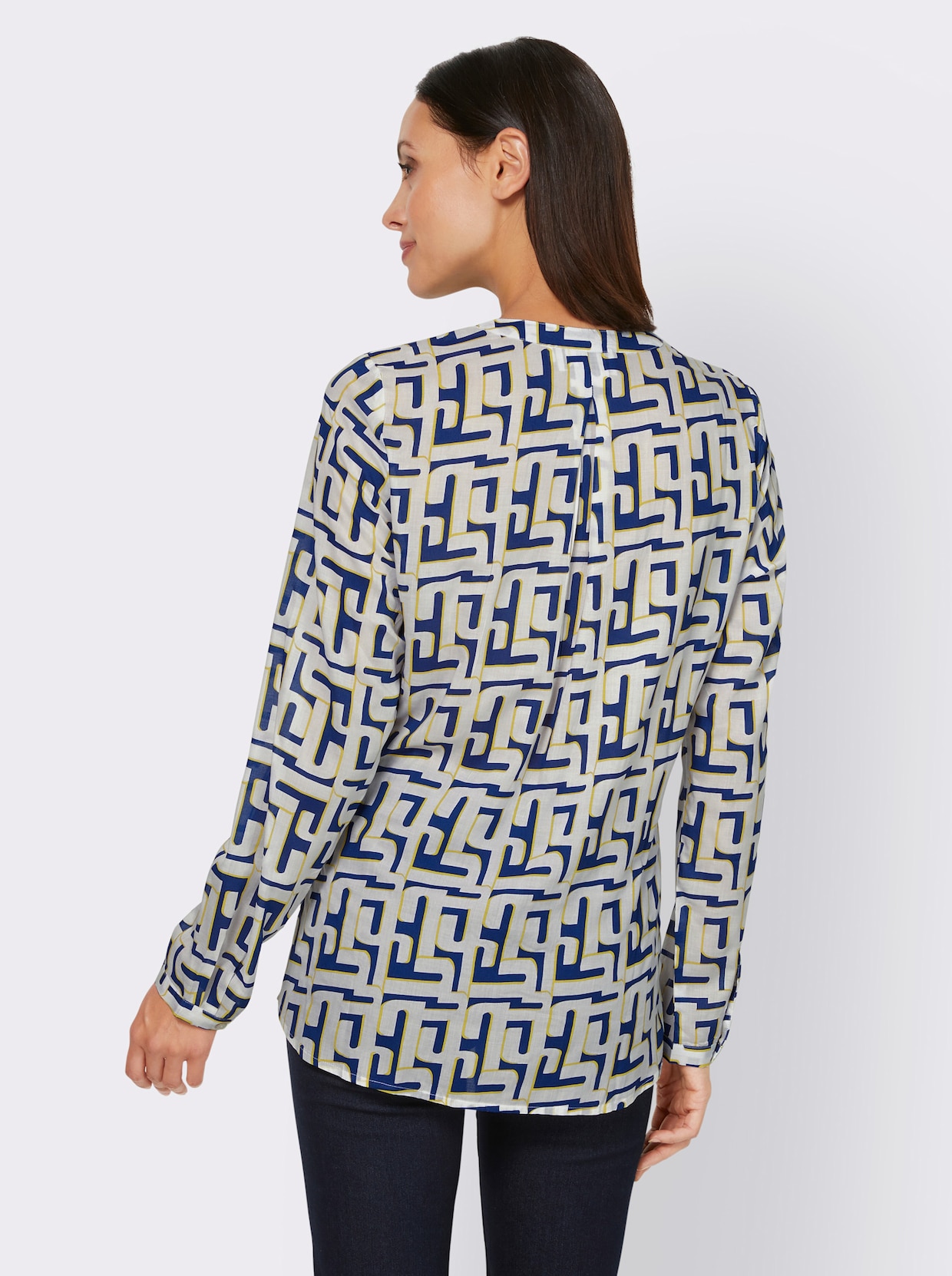 heine Blouse met print - wit/koningsblauw bedrukt