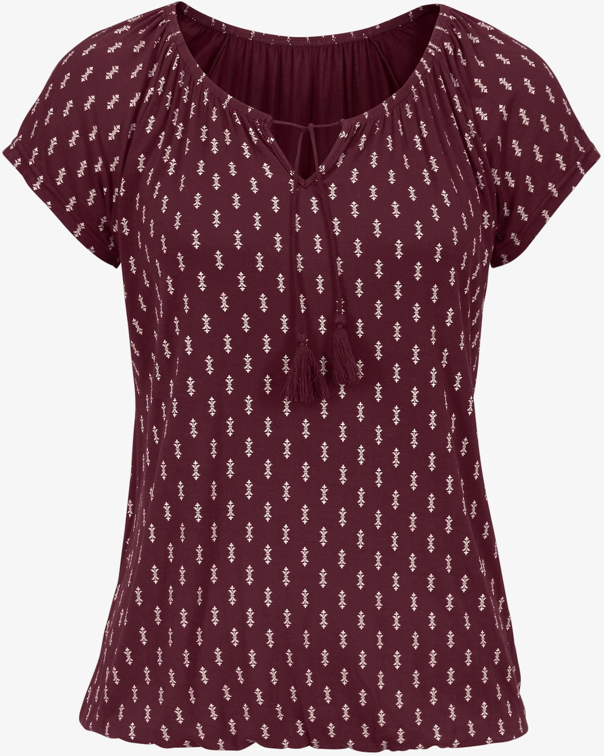 Vivance Shirt met korte mouwen - bordeaux gedessineerd, zwart