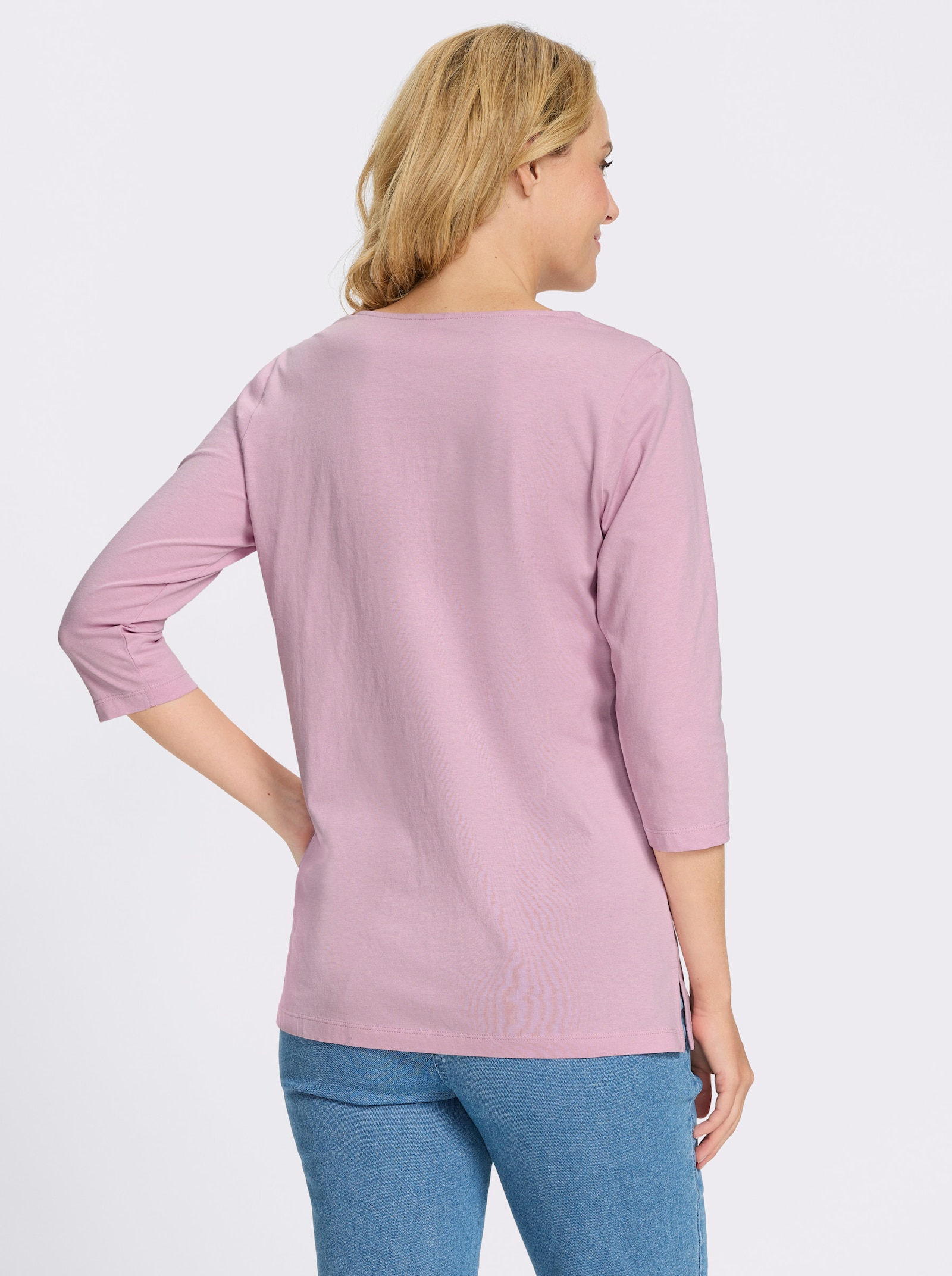 Longshirt mit überlappendem V-Ausschnitt - rosé