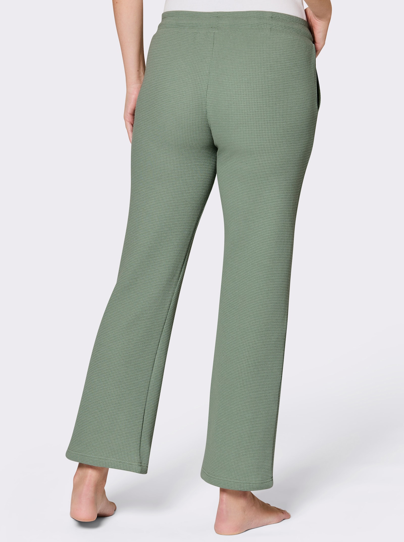 feel good Dehnbund-Hose mit Waffelstruktur - jade