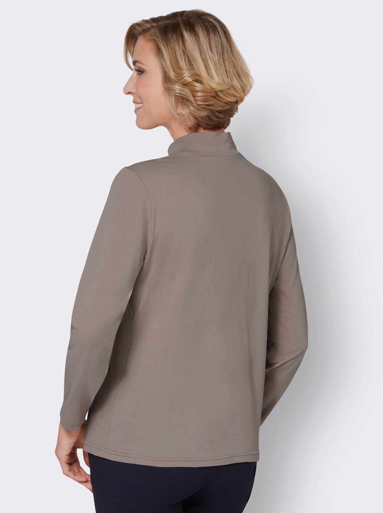 Shirt met opstaande kraag - taupe