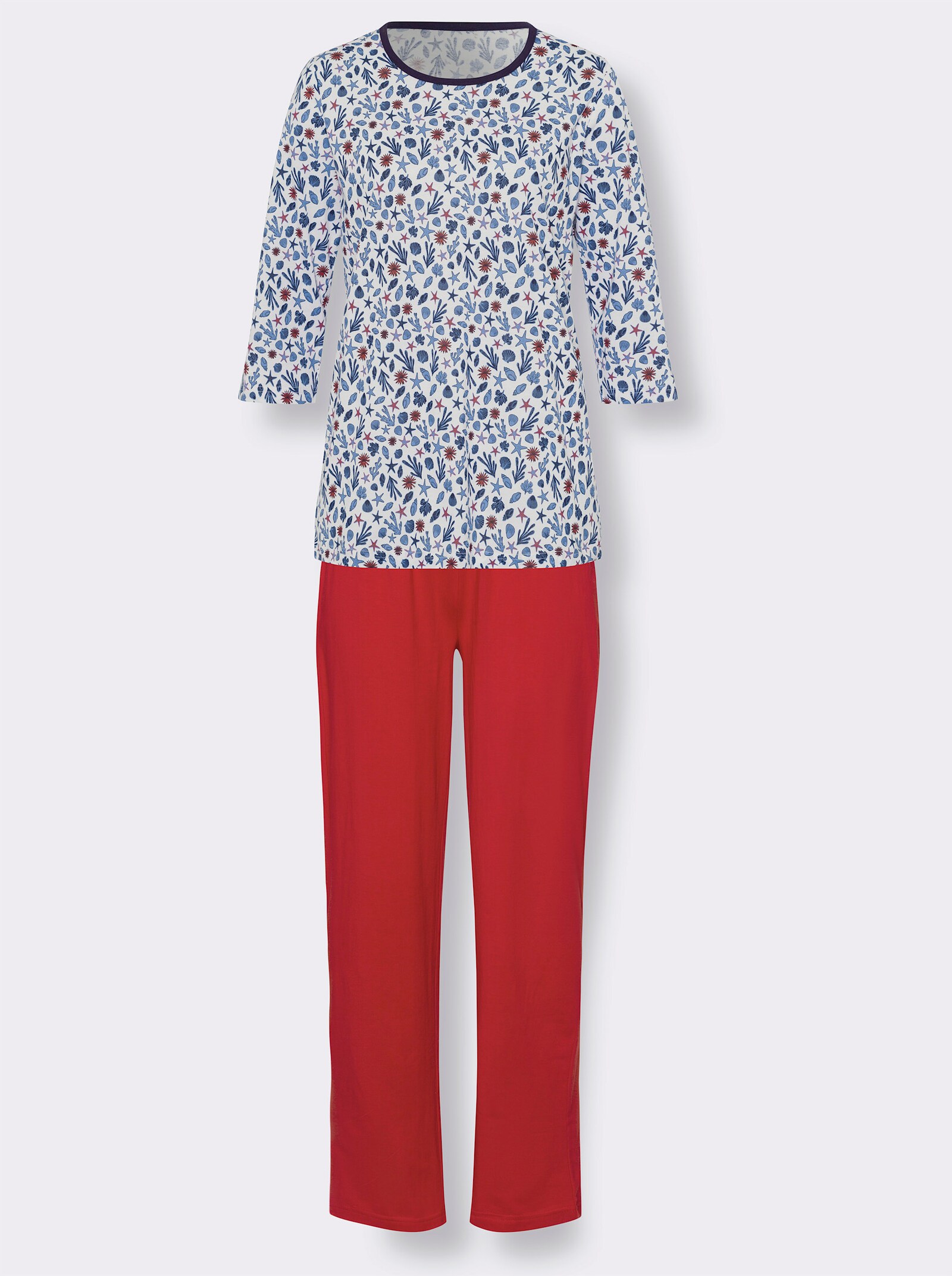 Pyžamo s námořnickým vzorem - námořnická modrá-červená-potisk