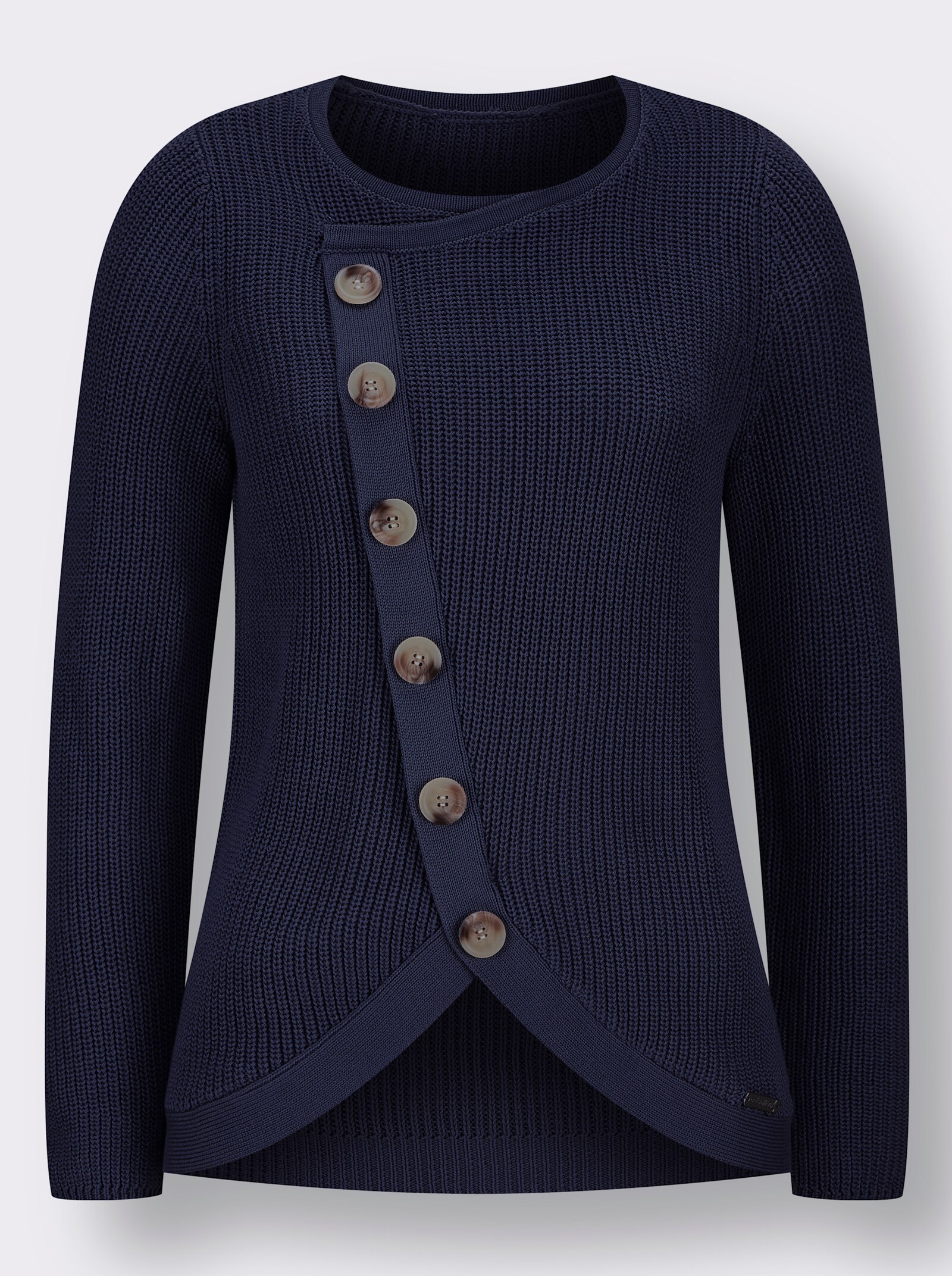 Rundhalspullover mit überlappendem Vorderteil - marine