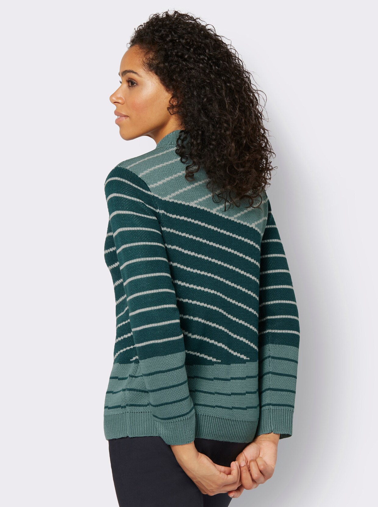 Pullover - jade-petrol-gemustert