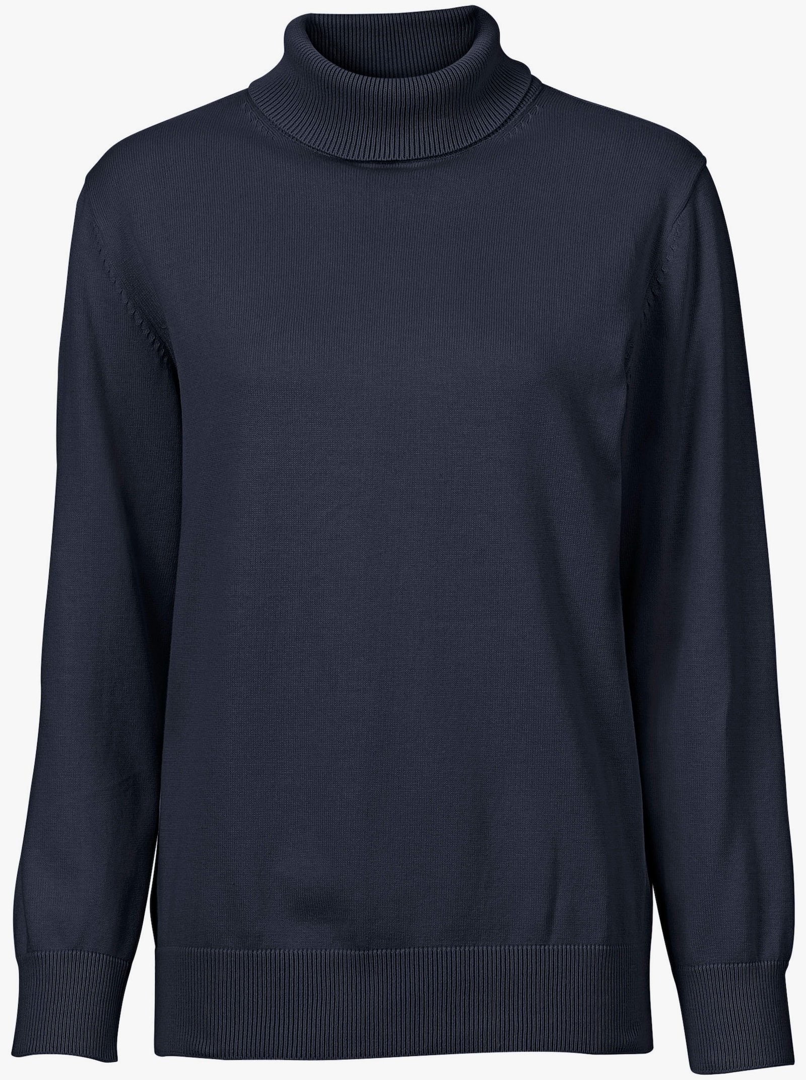 Rollkragenpullover aus reiner Baumwolle - marine