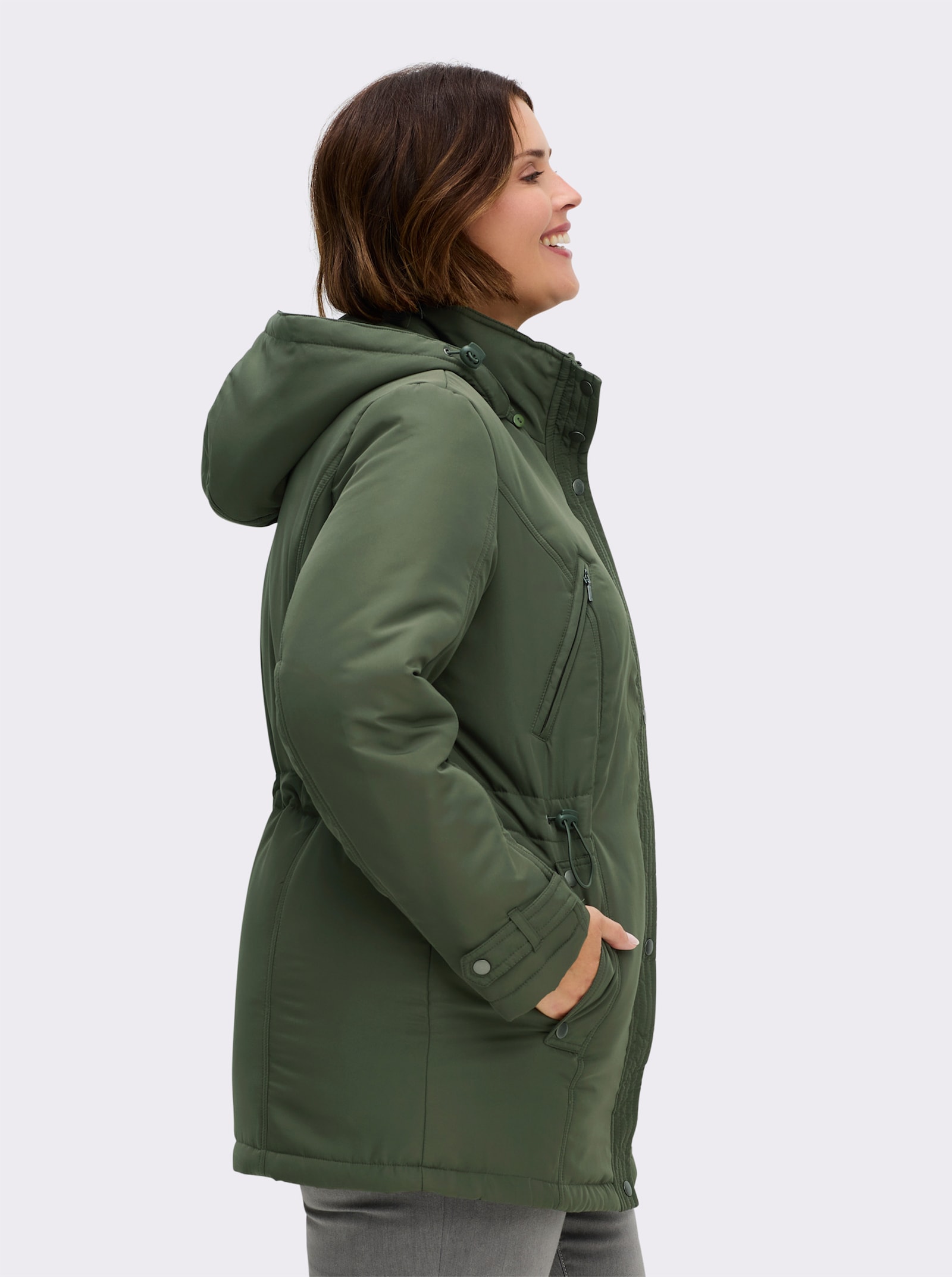 Steppjacke mit Weitenregulierung - khaki