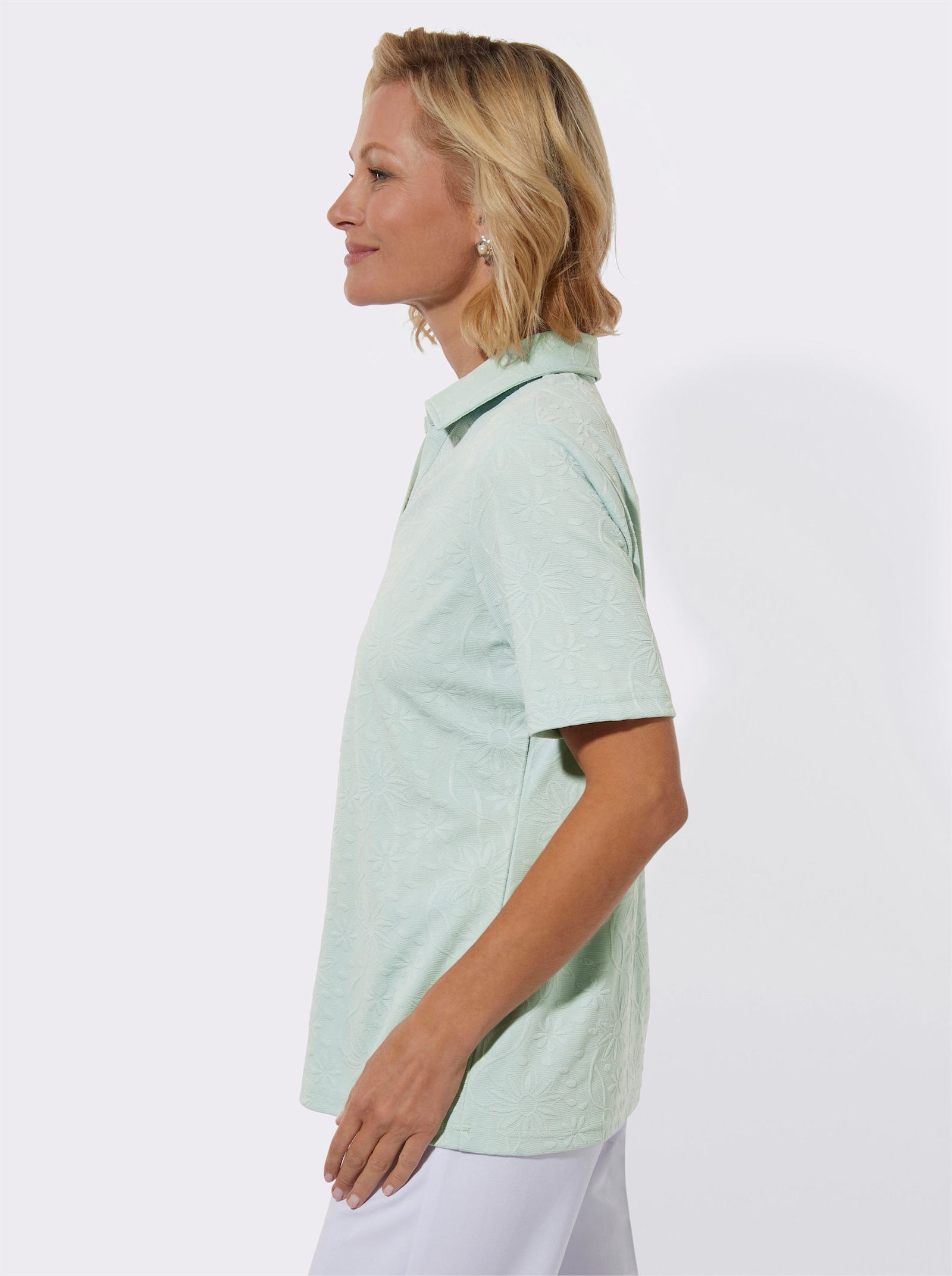 Poloshirt mit Struktur-Jacquard - kalkmint