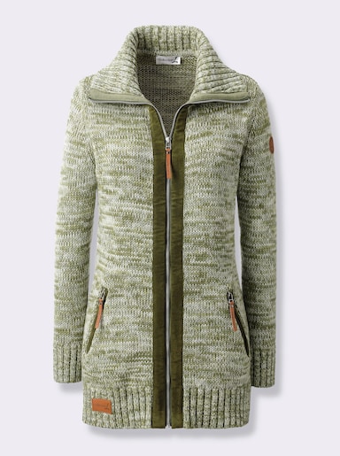 Longstrickjacke - schilf-ecru-meliert