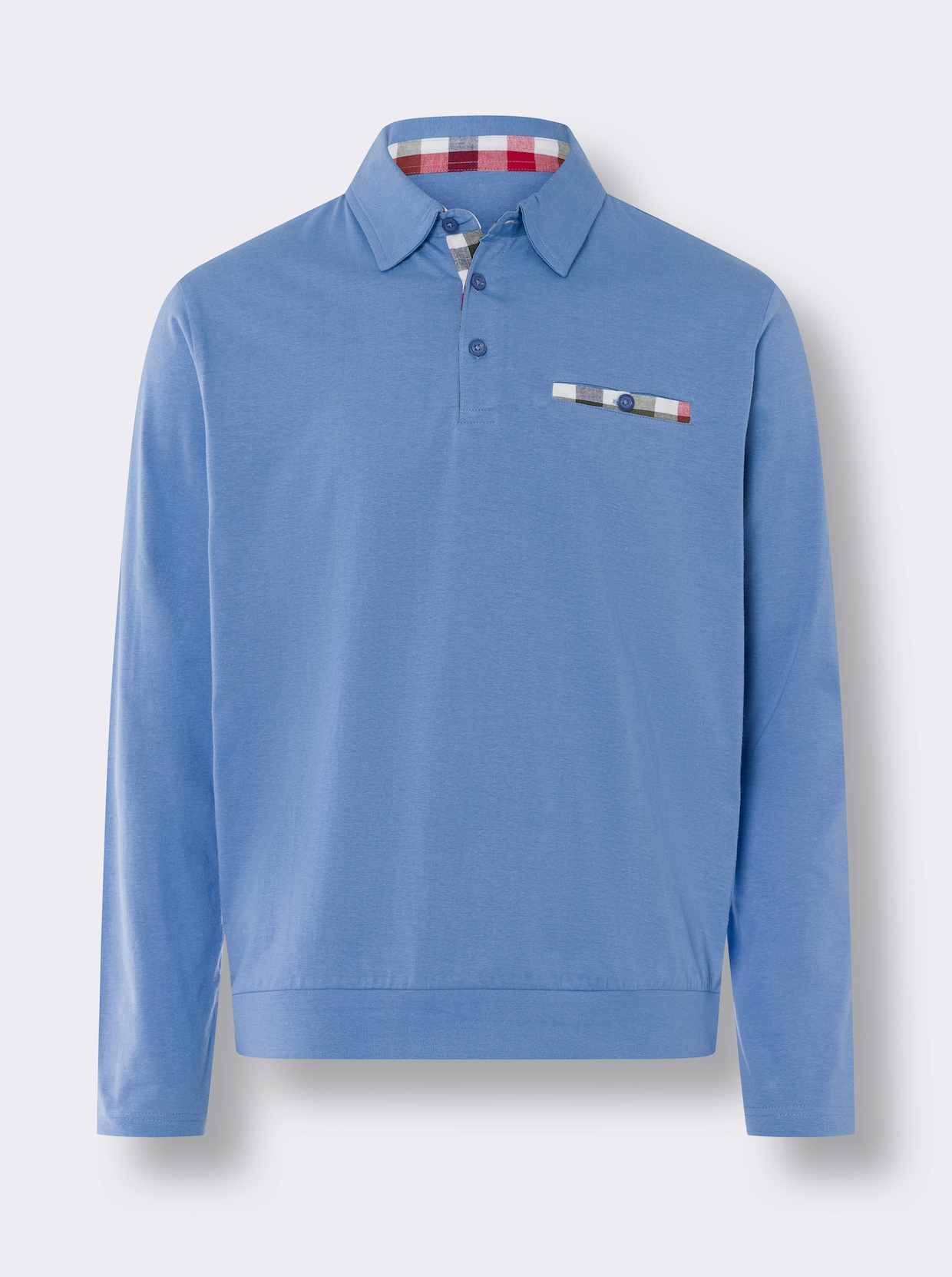 Poloshirt met lange mouwen - middenblauw