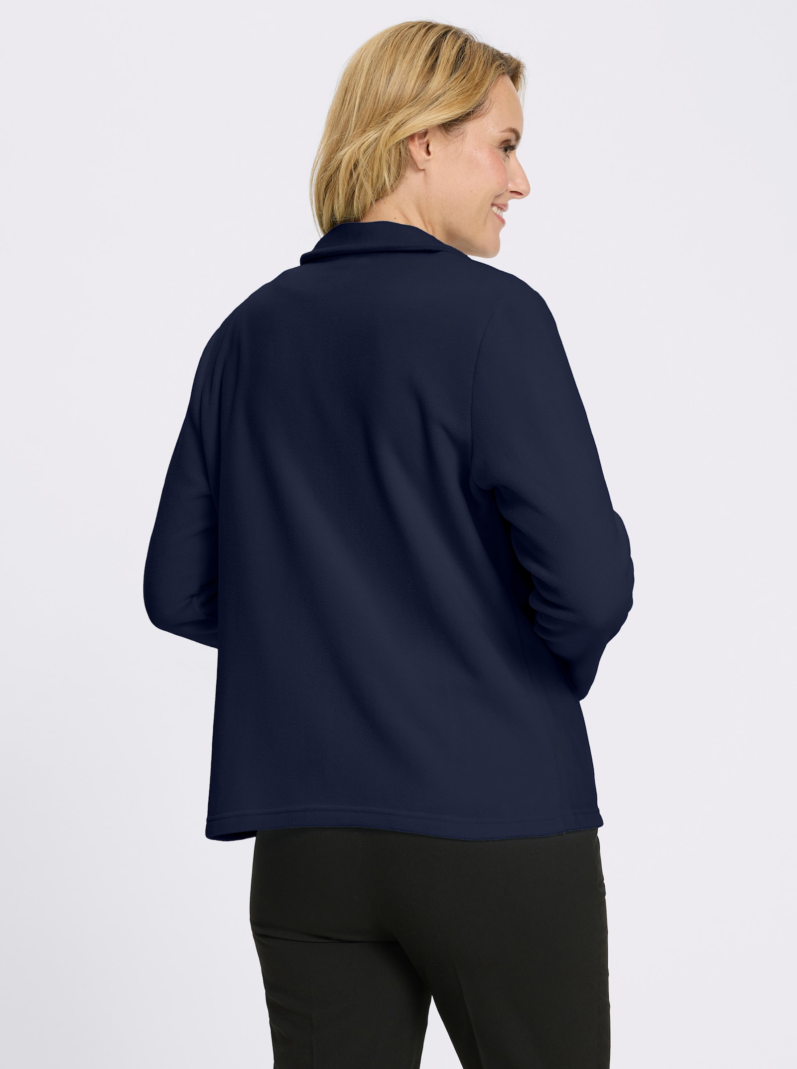 Fleecejacke mit Blütenstickerei - marine