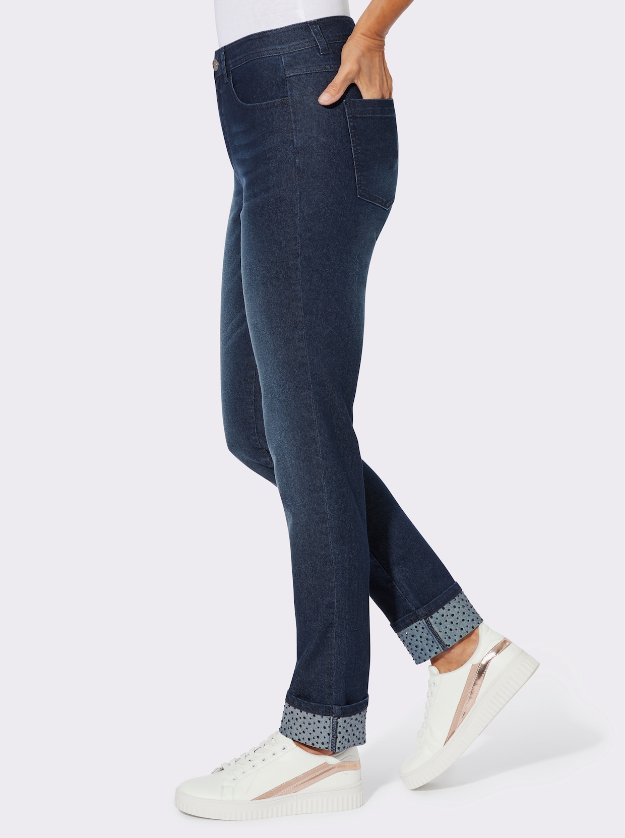 Jeans mit funkelnden Ziersteinchen - dark blue
