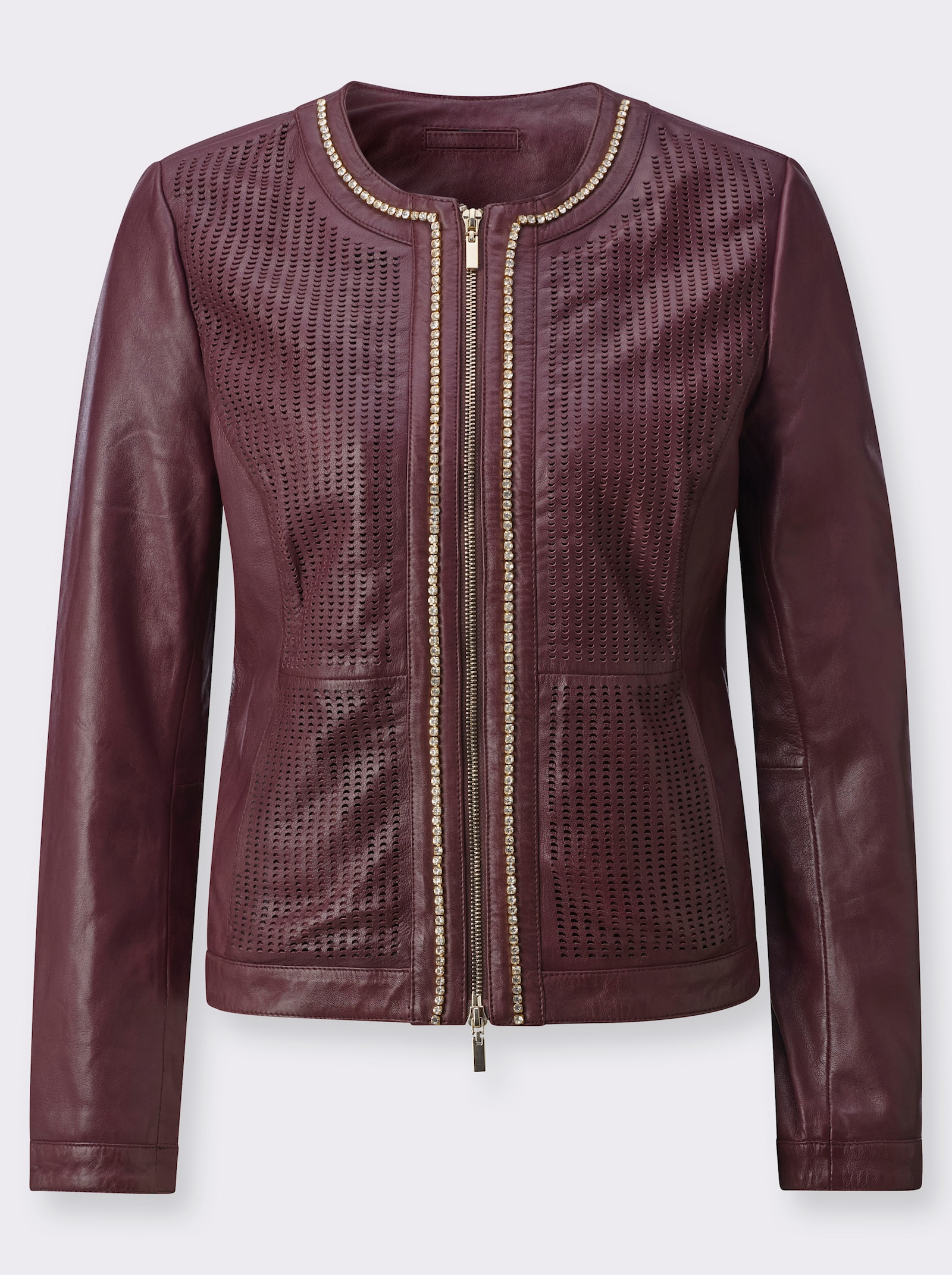 Mainpol Lederblazer mit Perforierung - burgund