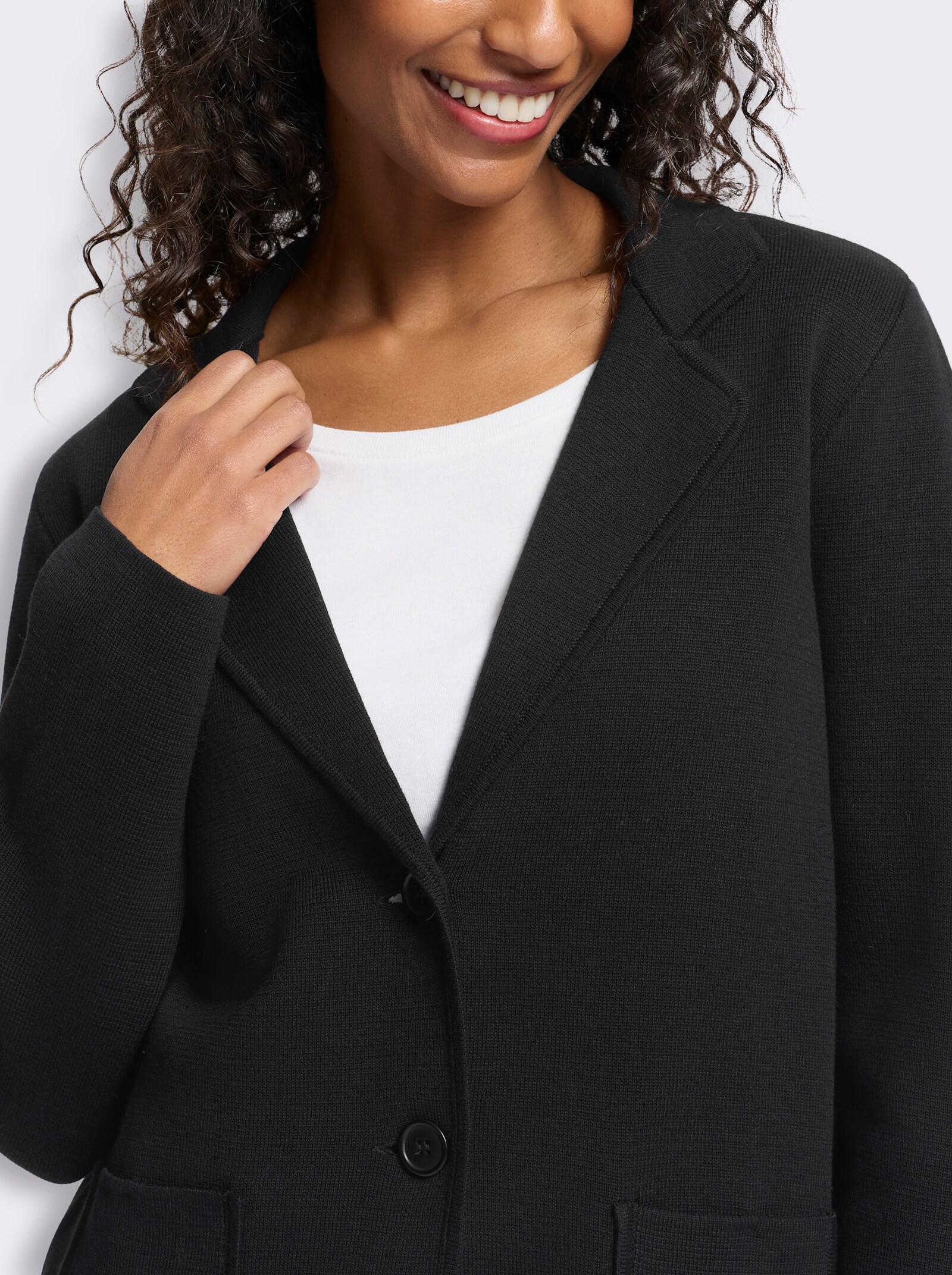 heine Strickblazer mit Taschen - schwarz